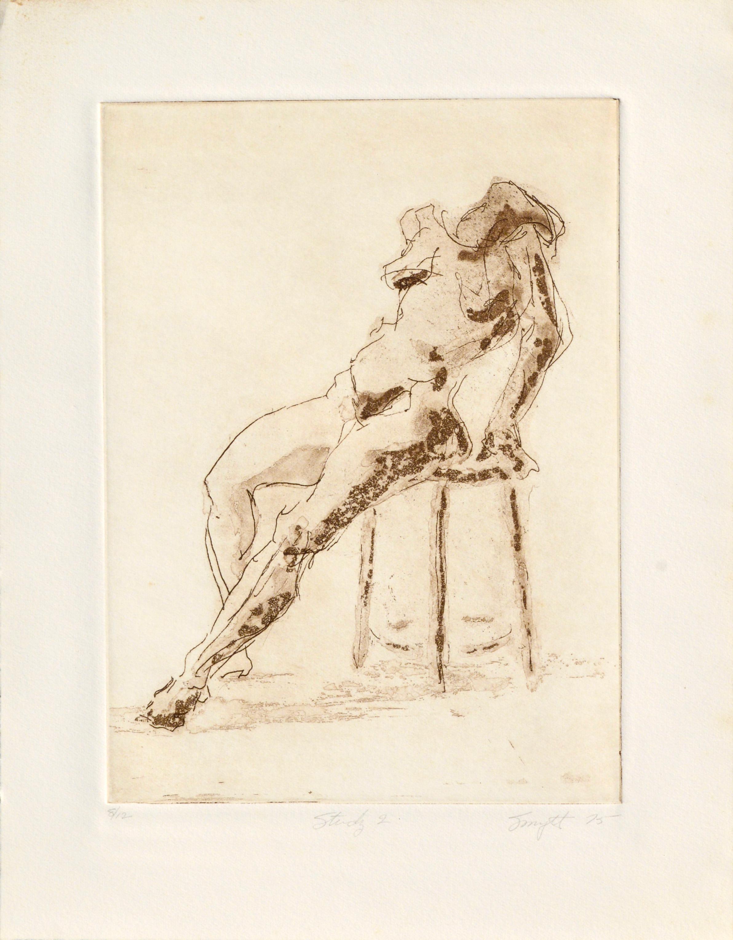Jim Smyth Nude Print - "Study 2", Seated Figure Lithograph