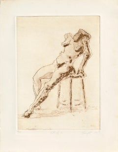 Vintage "Study 2", Seated Figure Lithograph