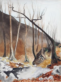 Vintage Aspens in Winter Landscape