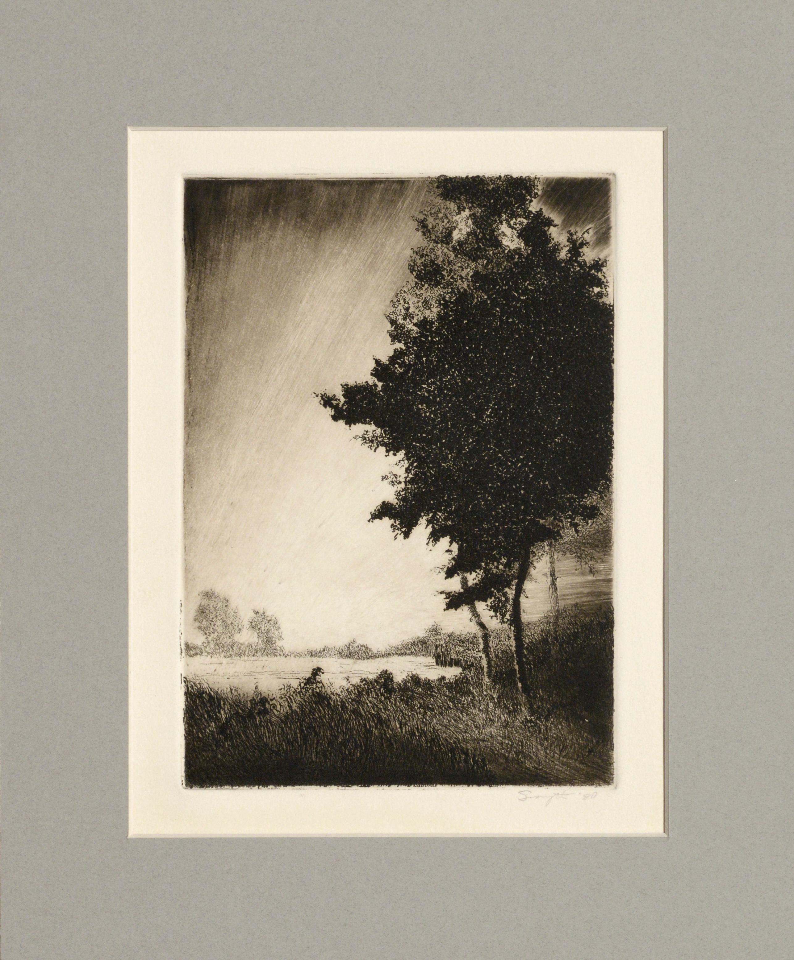 Jim Smyth Landscape Print - Dawn Breaking in the Field - Etching