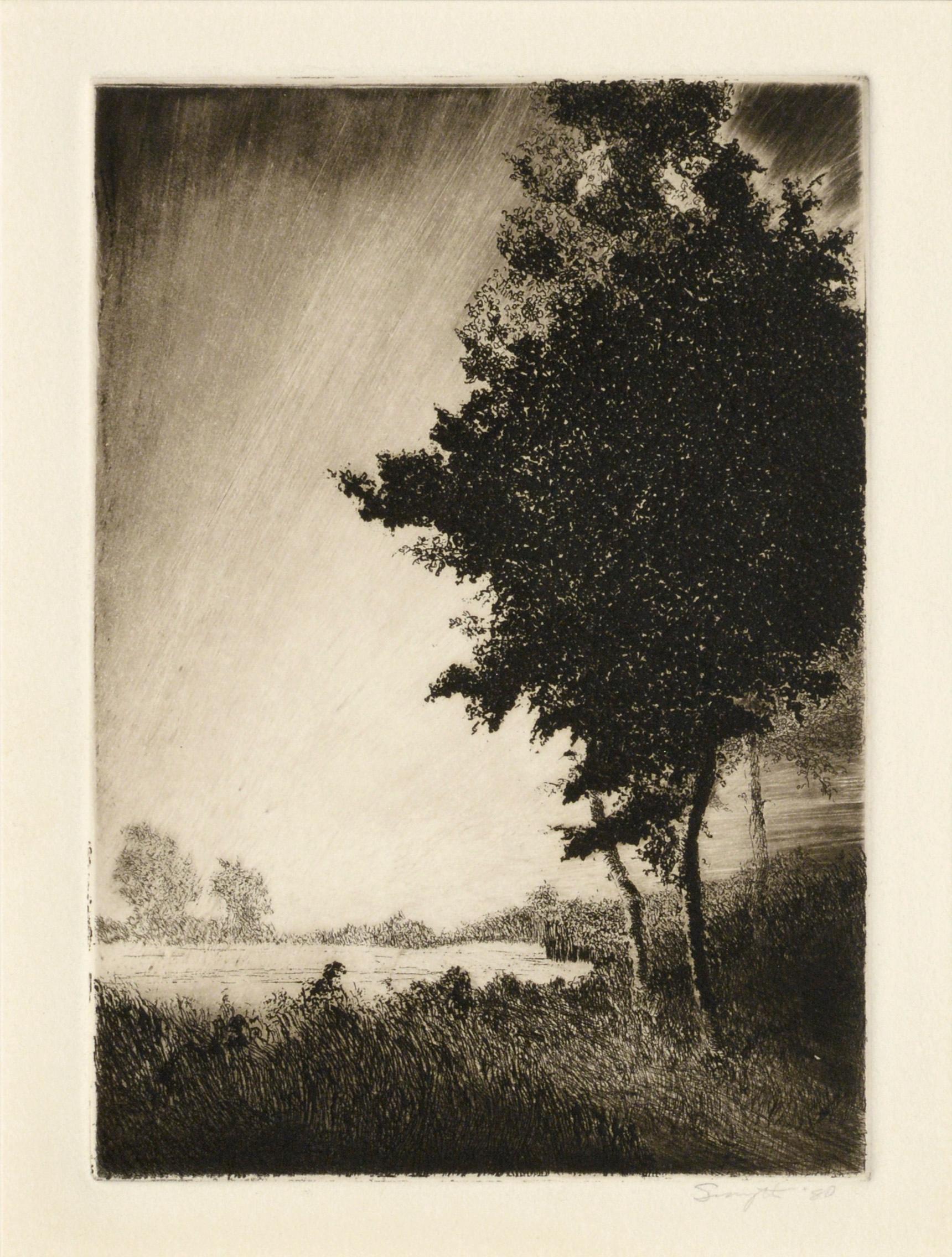 Dawn Breaking in the Field - Etching - Print by Jim Smyth