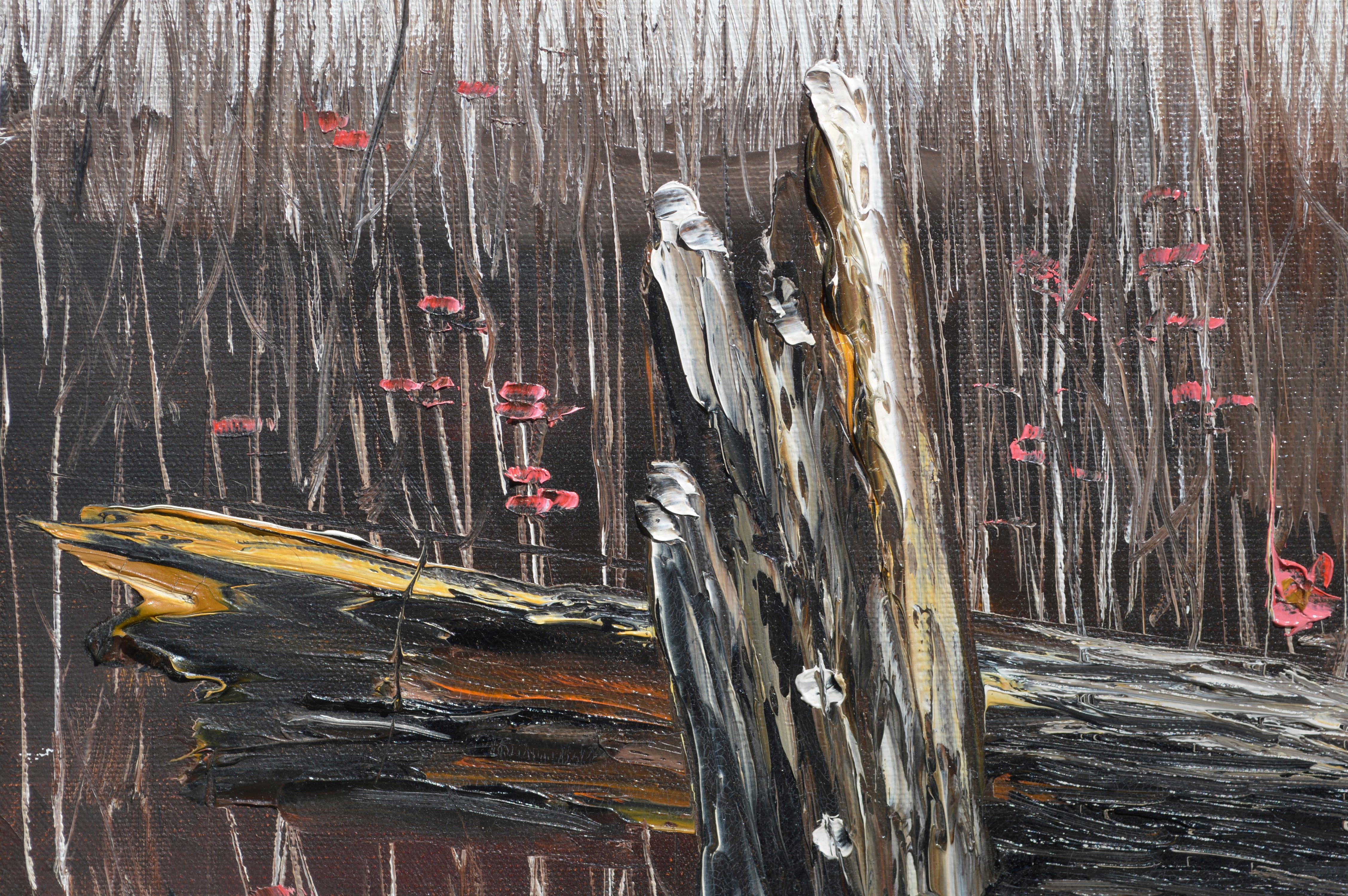 Printemps dans le marais - Paysage - Impressionnisme Painting par George Petridis