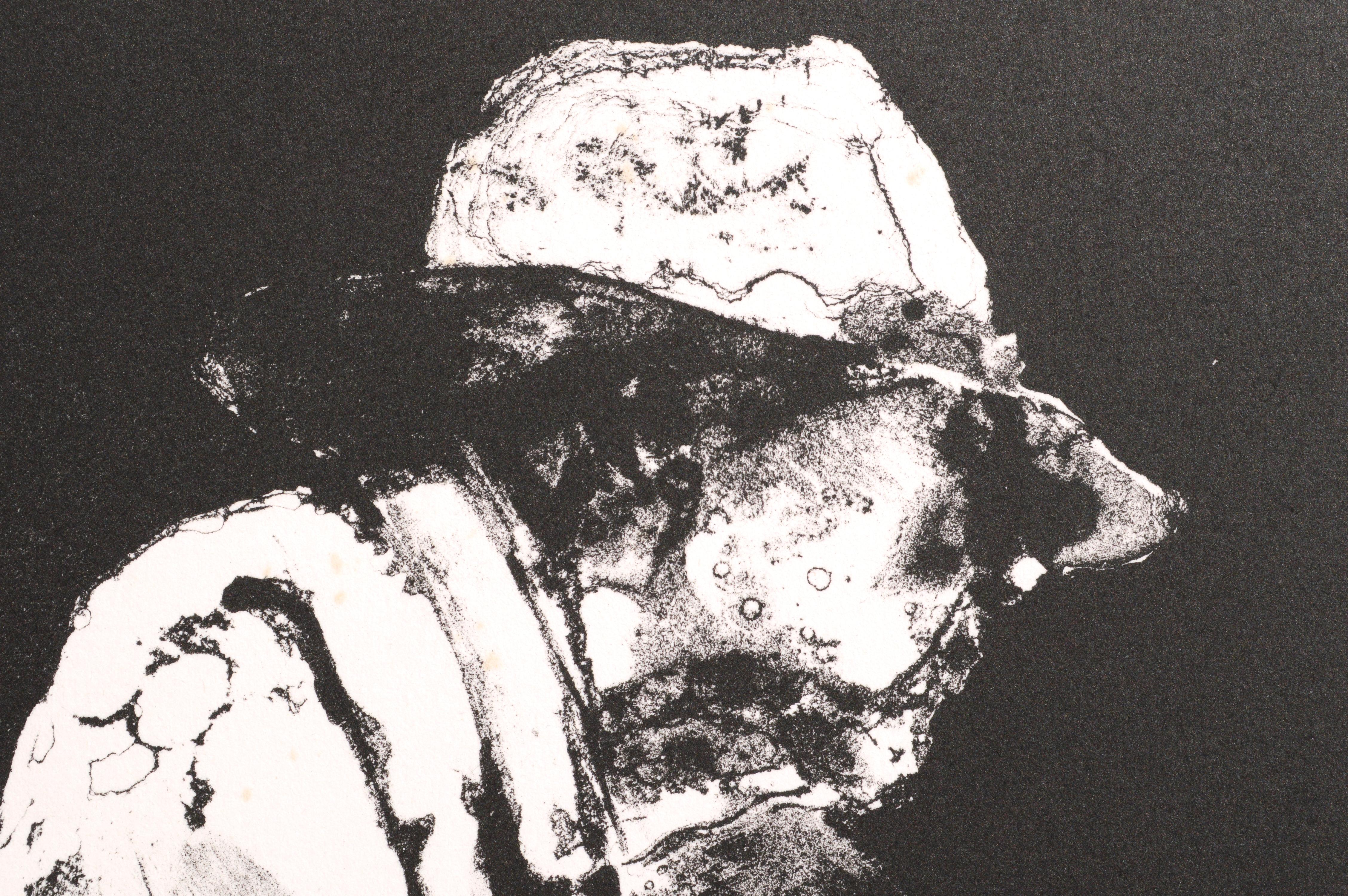 Elderly Man with a Hat - Etching - Contemporary Print by Claudette McElroy