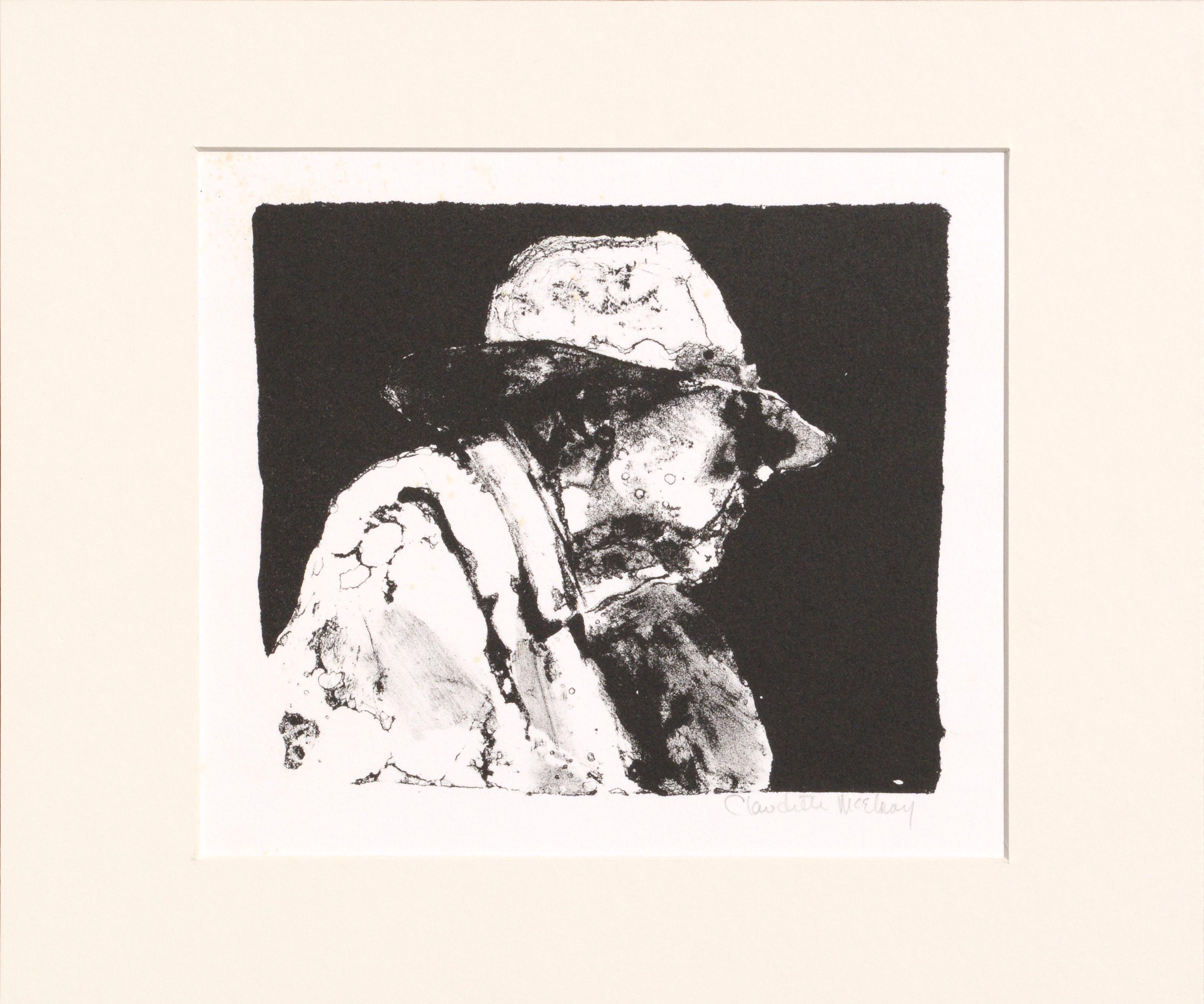 Claudette McElroy Figurative Print - Elderly Man with a Hat - Etching