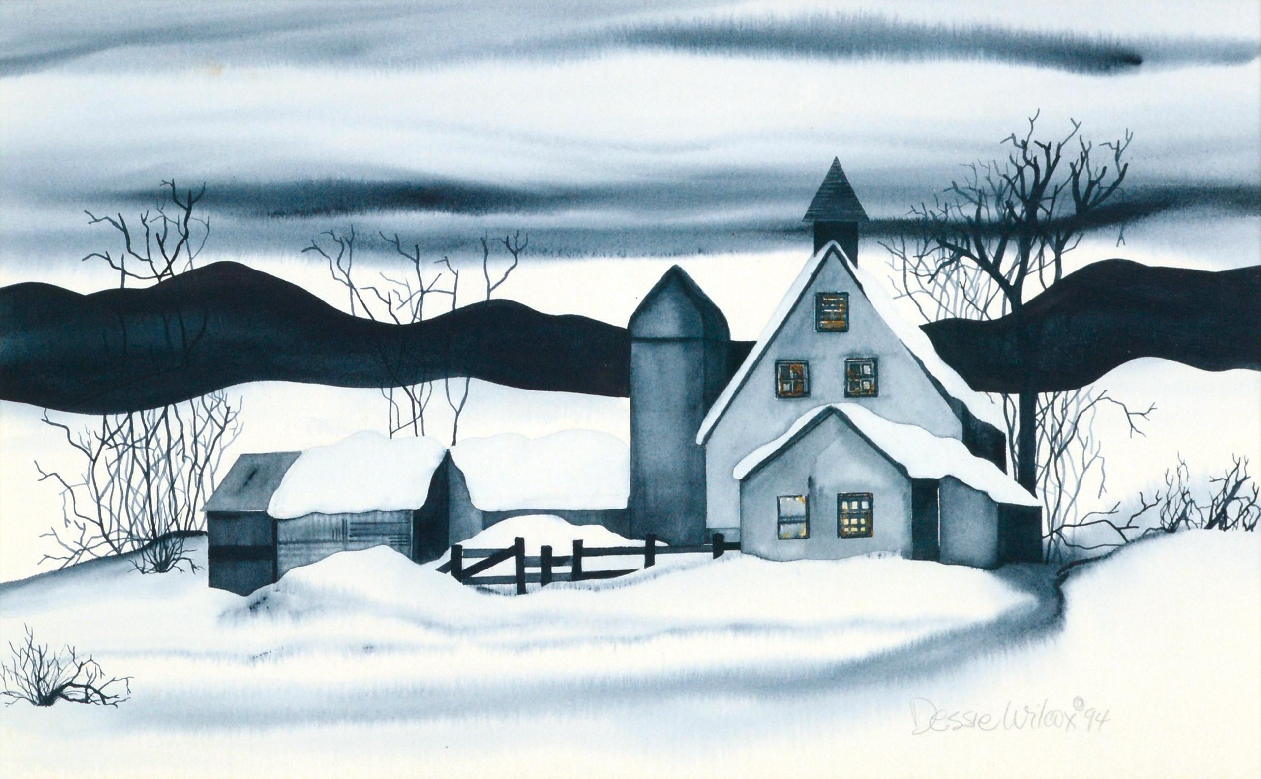 Country House in the Snow - Landscape - Art by Dessie Wilcox