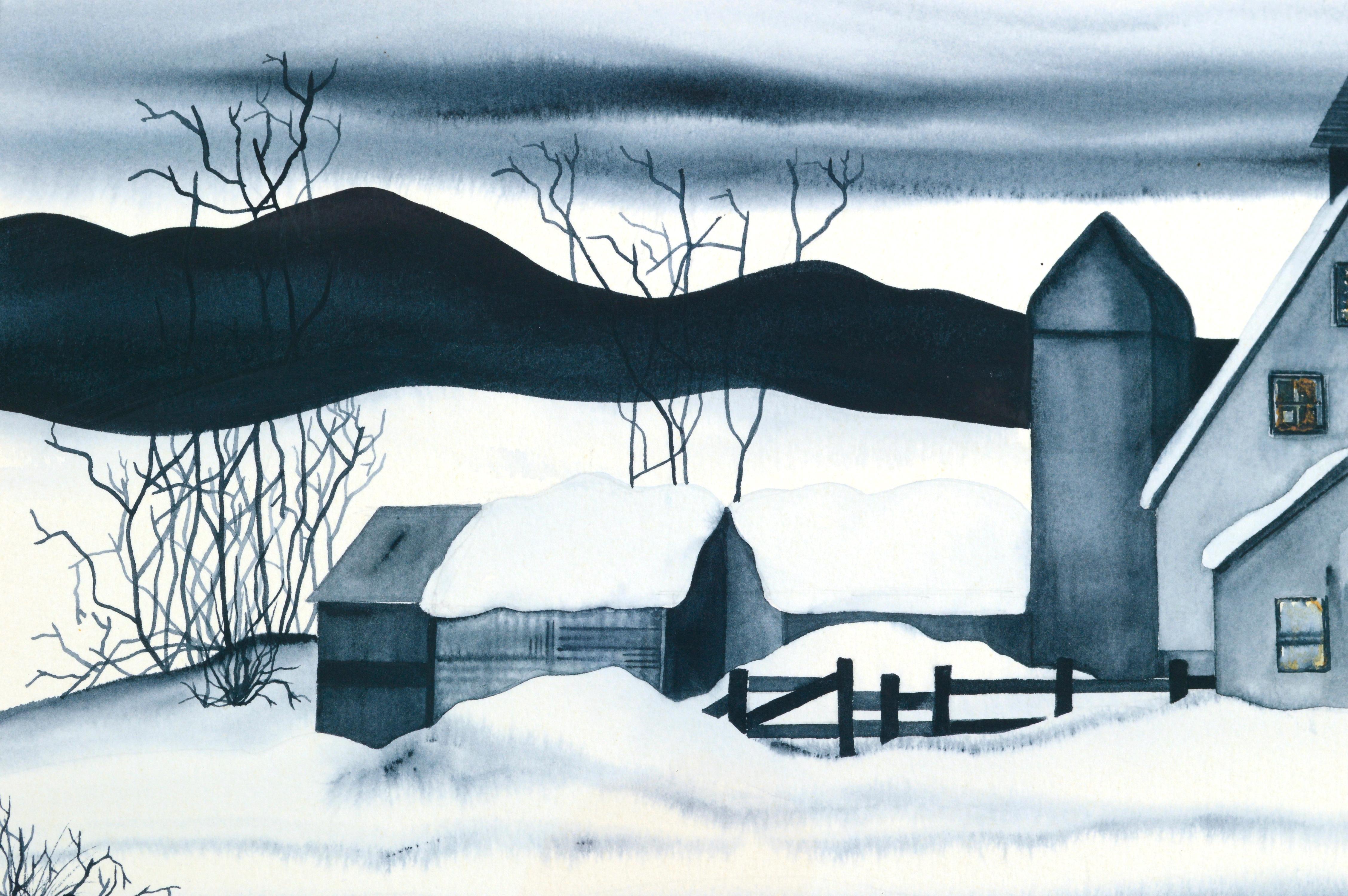 Casa di campagna sotto la neve - Paesaggio - Landscape Art Beige di Dessie Wilcox