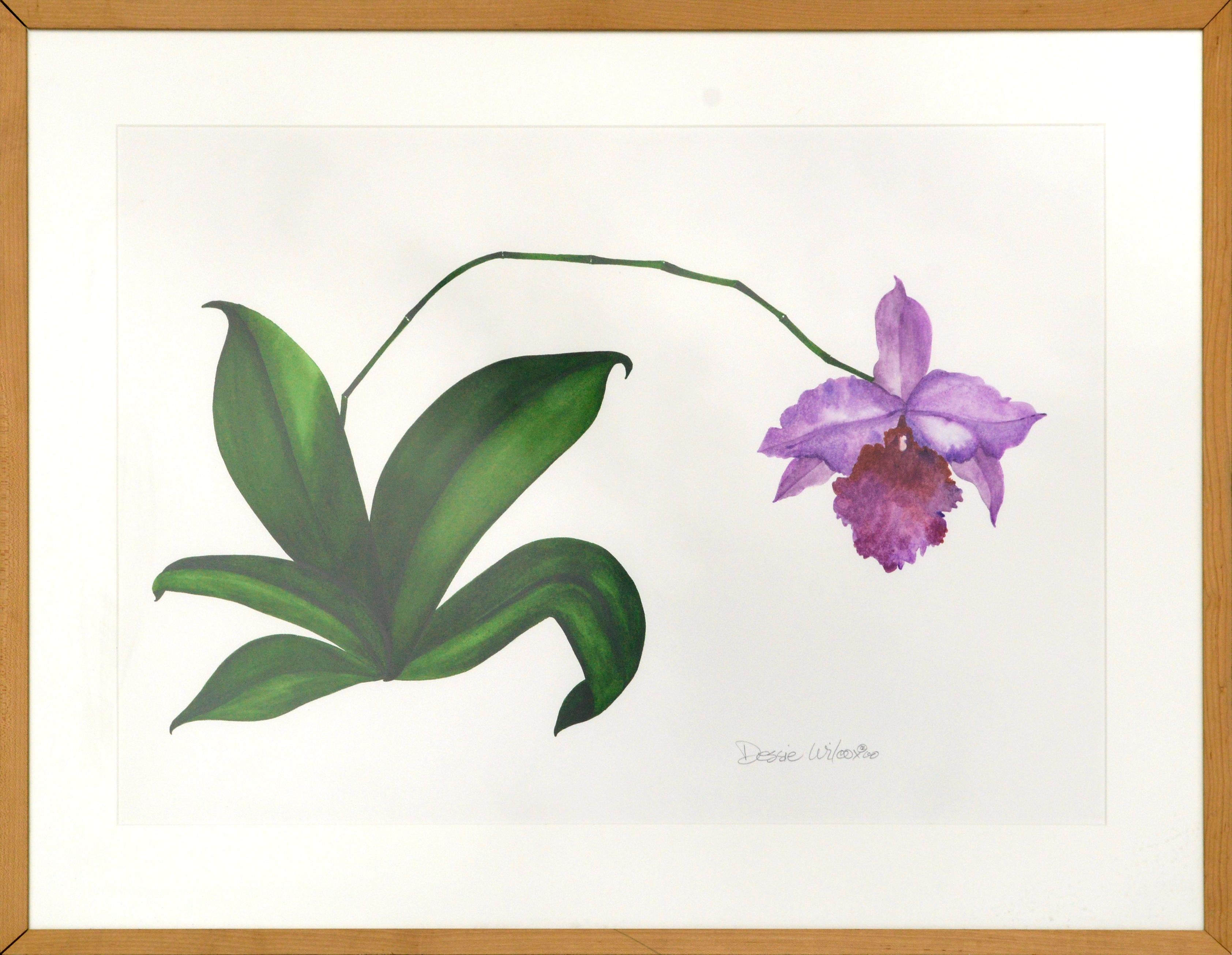 Dessie Wilcox Still-Life - Purple Orchid - Botanical Watercolor Plant Illustration 