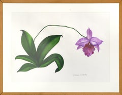 Purple Orchid - Botanical Watercolor Plant Illustration 