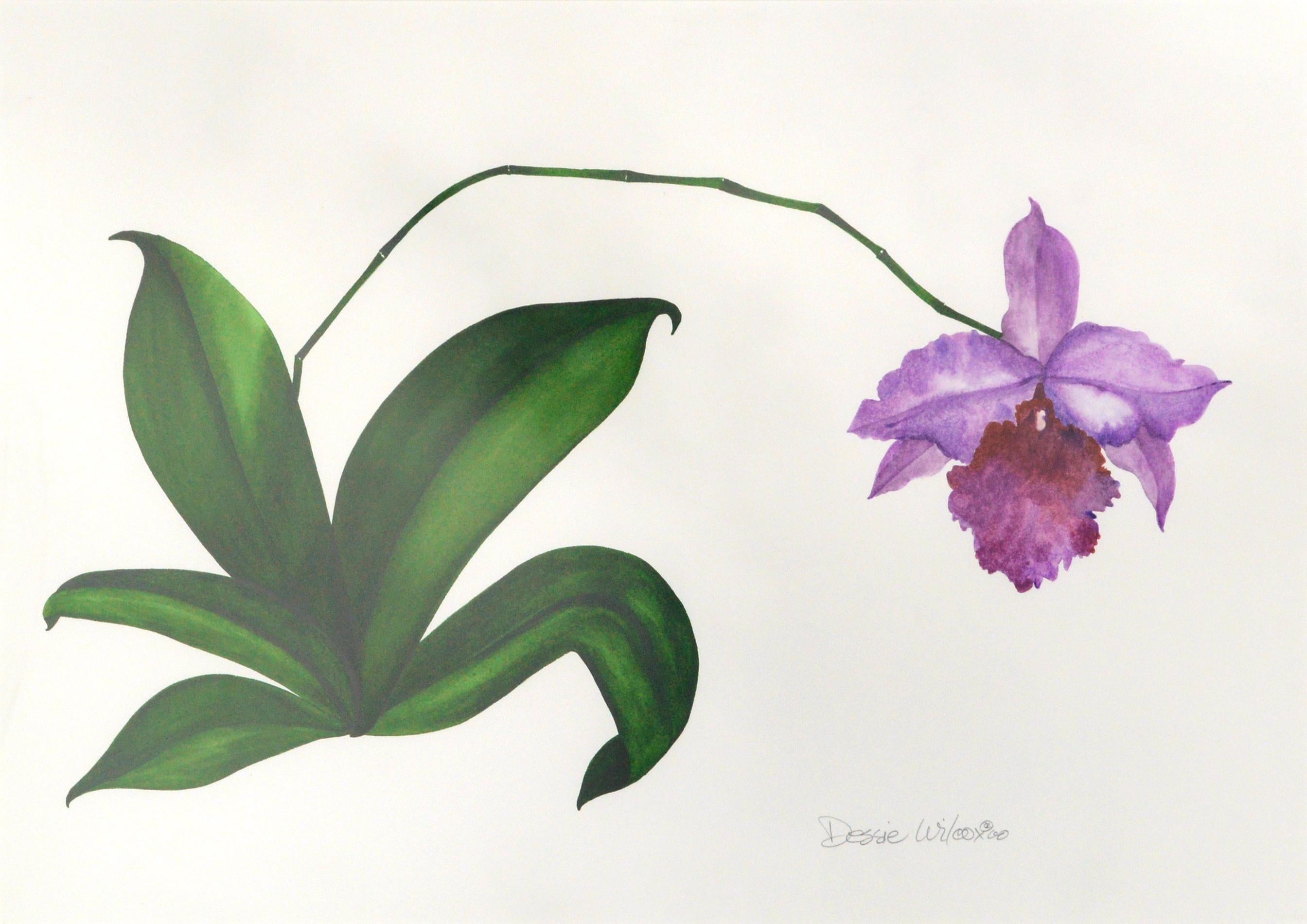 Purple Orchid - Botanical Watercolor Plant Illustration  - Art by Dessie Wilcox
