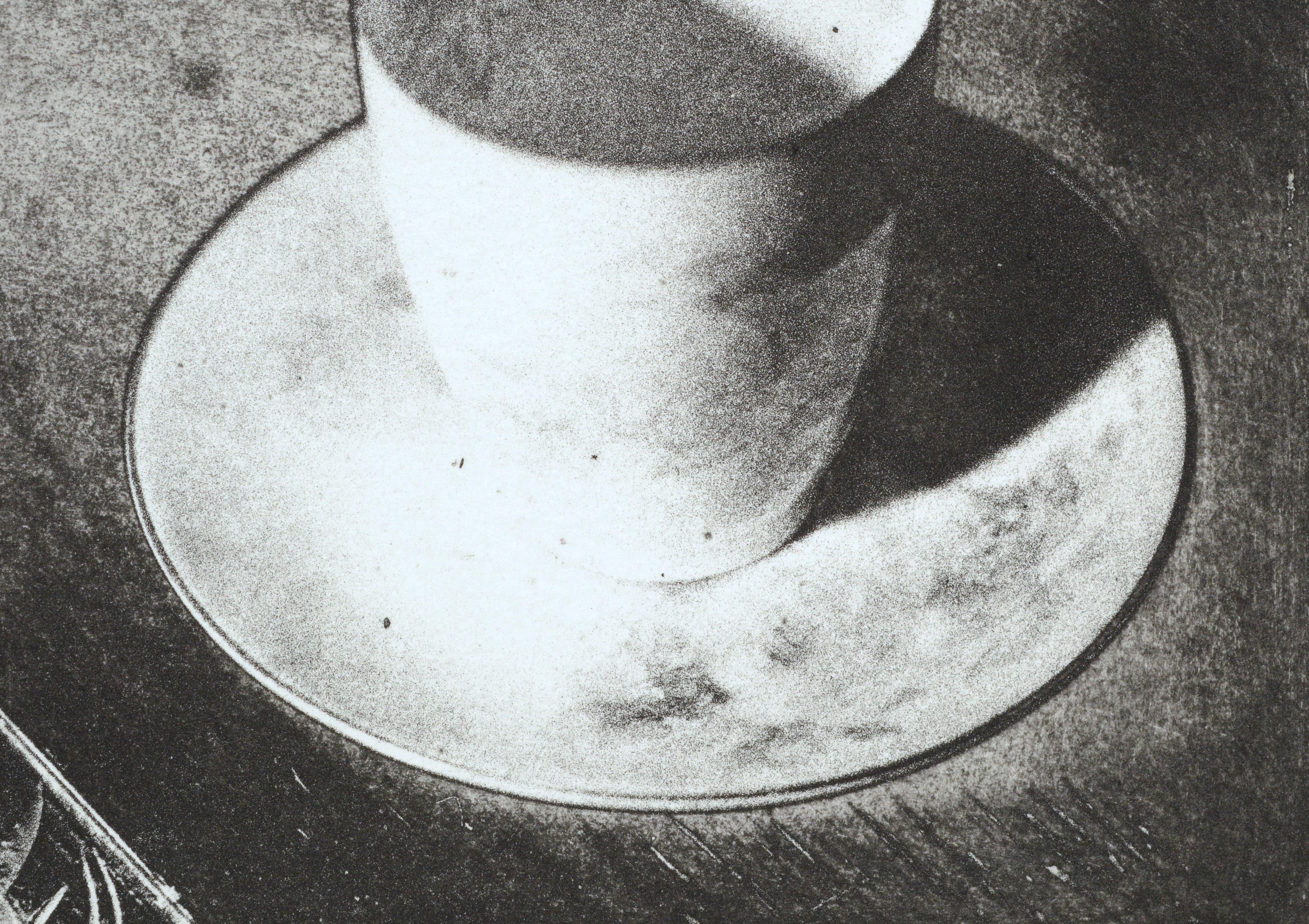 Cup & Saucer (Grandmother's Artifacts), Foto-Radierung Stillleben  (Grau), Interior Print, von Claudette McElroy