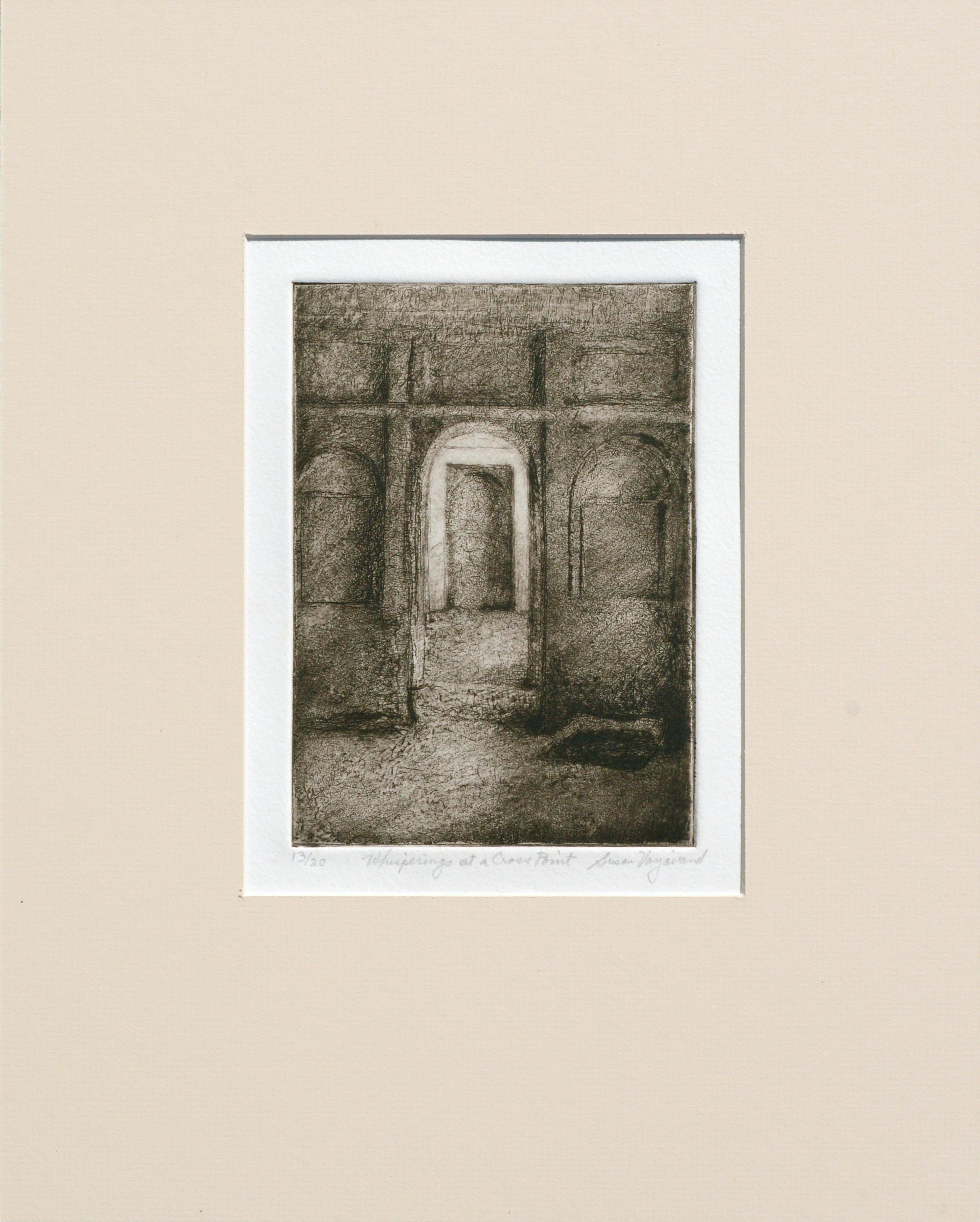 "Whisperings at a Cross Point" - Doorway Arch Drypoint Etching