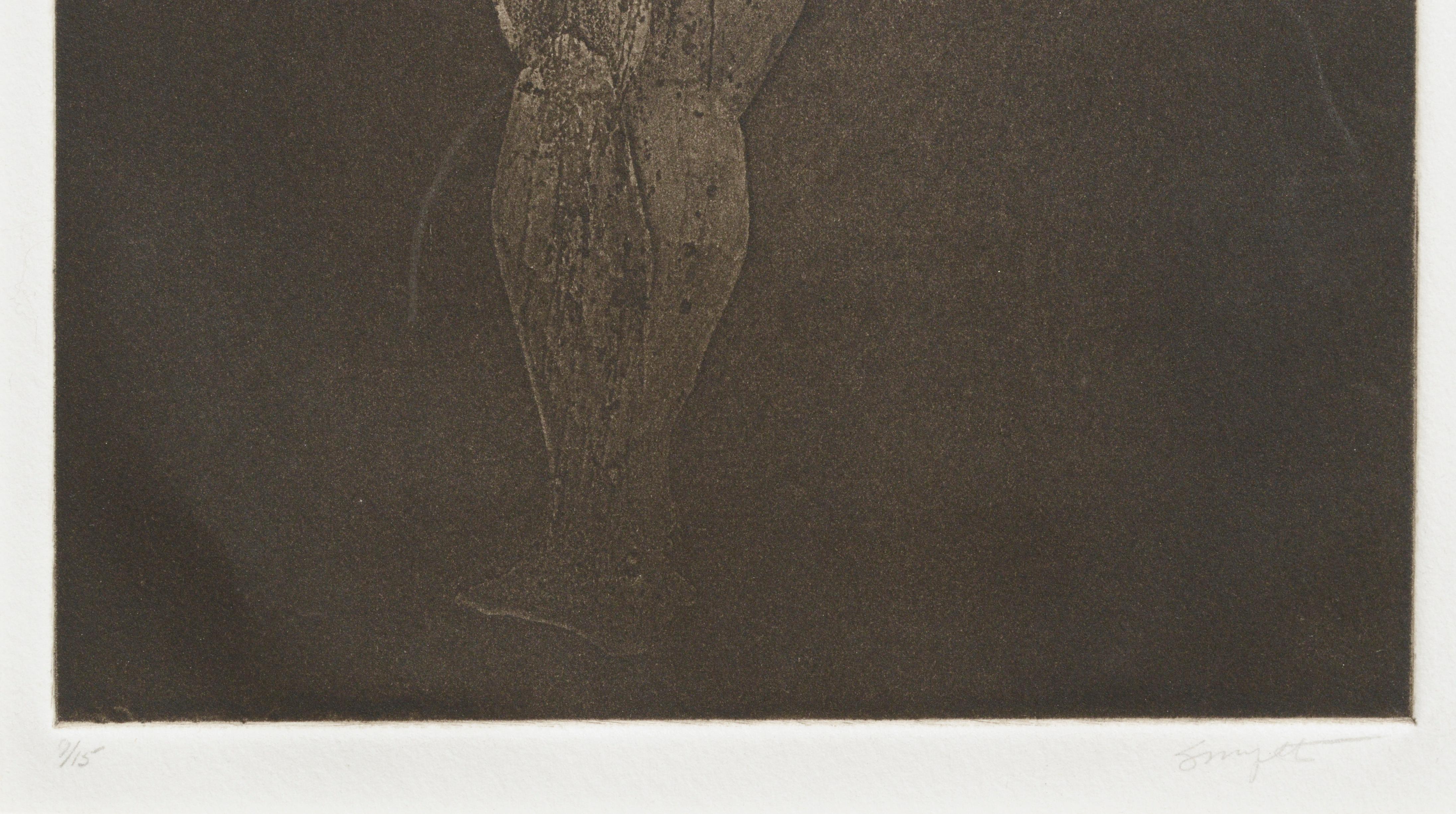 Grabado en punta seca de edición limitada de una figura desnuda desde una vista posterior, por Jim Smyth (estadounidense, nacido en 1938). Numerado y firmado a mano 