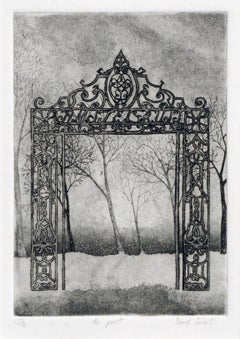 "de poort" - Landscape with Trees & Art Nouveau Gate, Limited Edition Lithograph