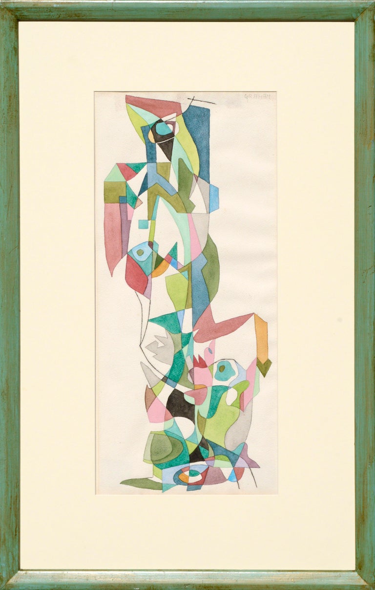 Ellwood Graham Figurative Art - "Indian Dance", Multicolor Abstract Geometric Composition