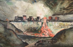 Mid Century Nocturnal Industrial Landscape