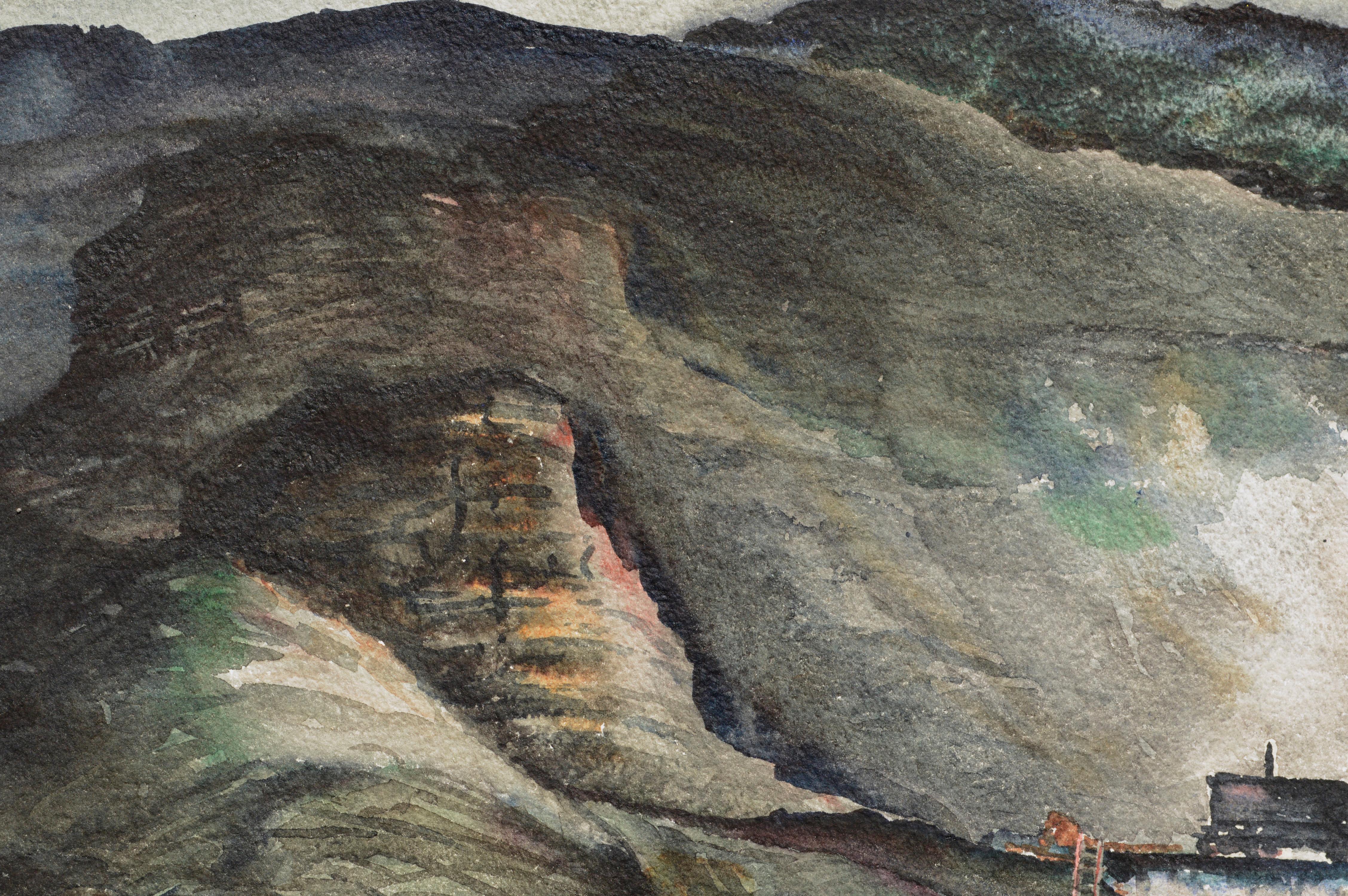 Paysage industriel du milieu du siècle dernier Nocturnal - Impressionnisme américain Art par Joseph Yeager