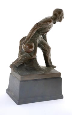 Mid Century Bronze Bowling Trophy New Old Stock 1940 era