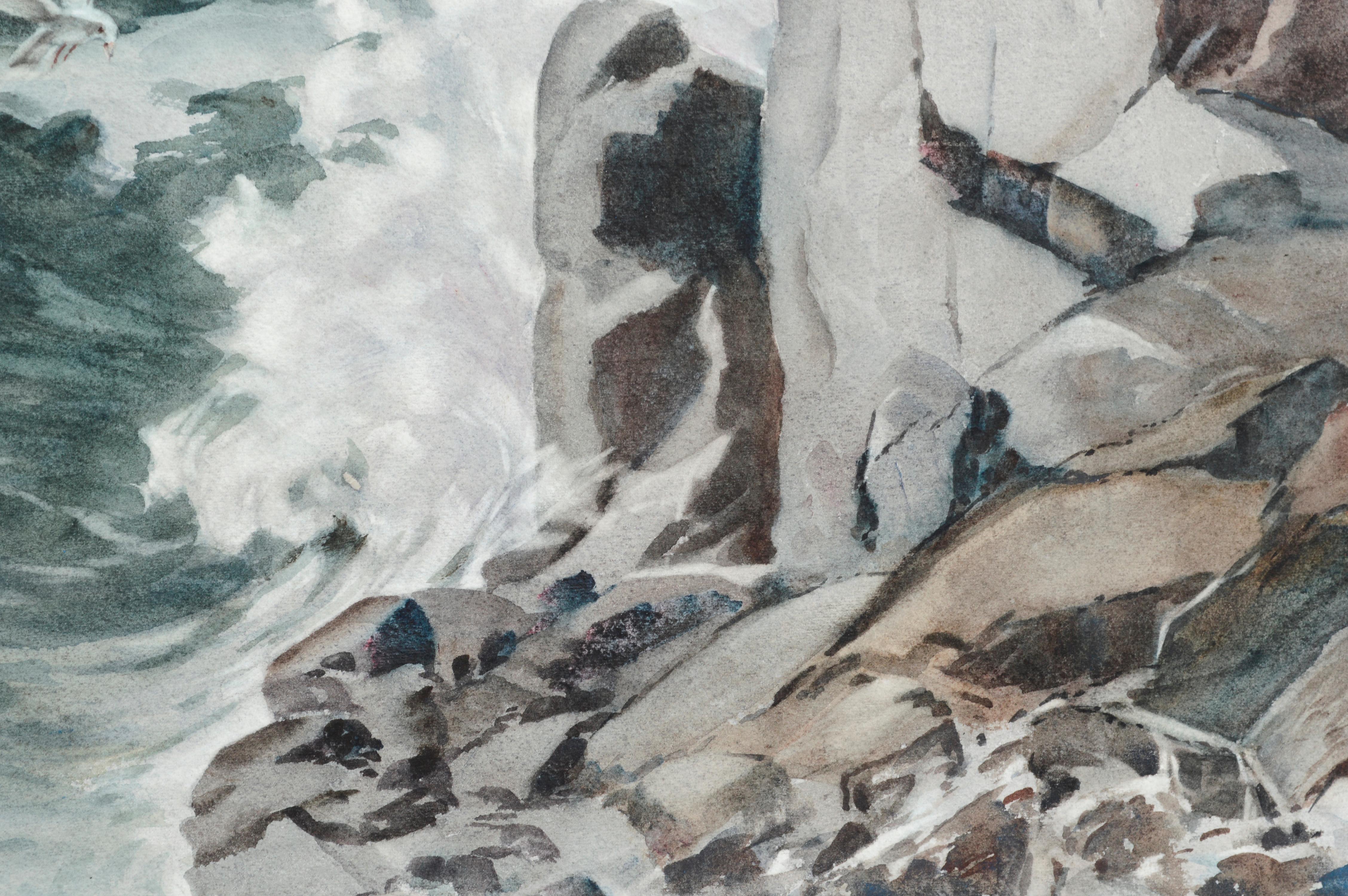 Monolith Rock - Mid Century Monterey, California Seascape - American Realist Art by Joseph Yeager