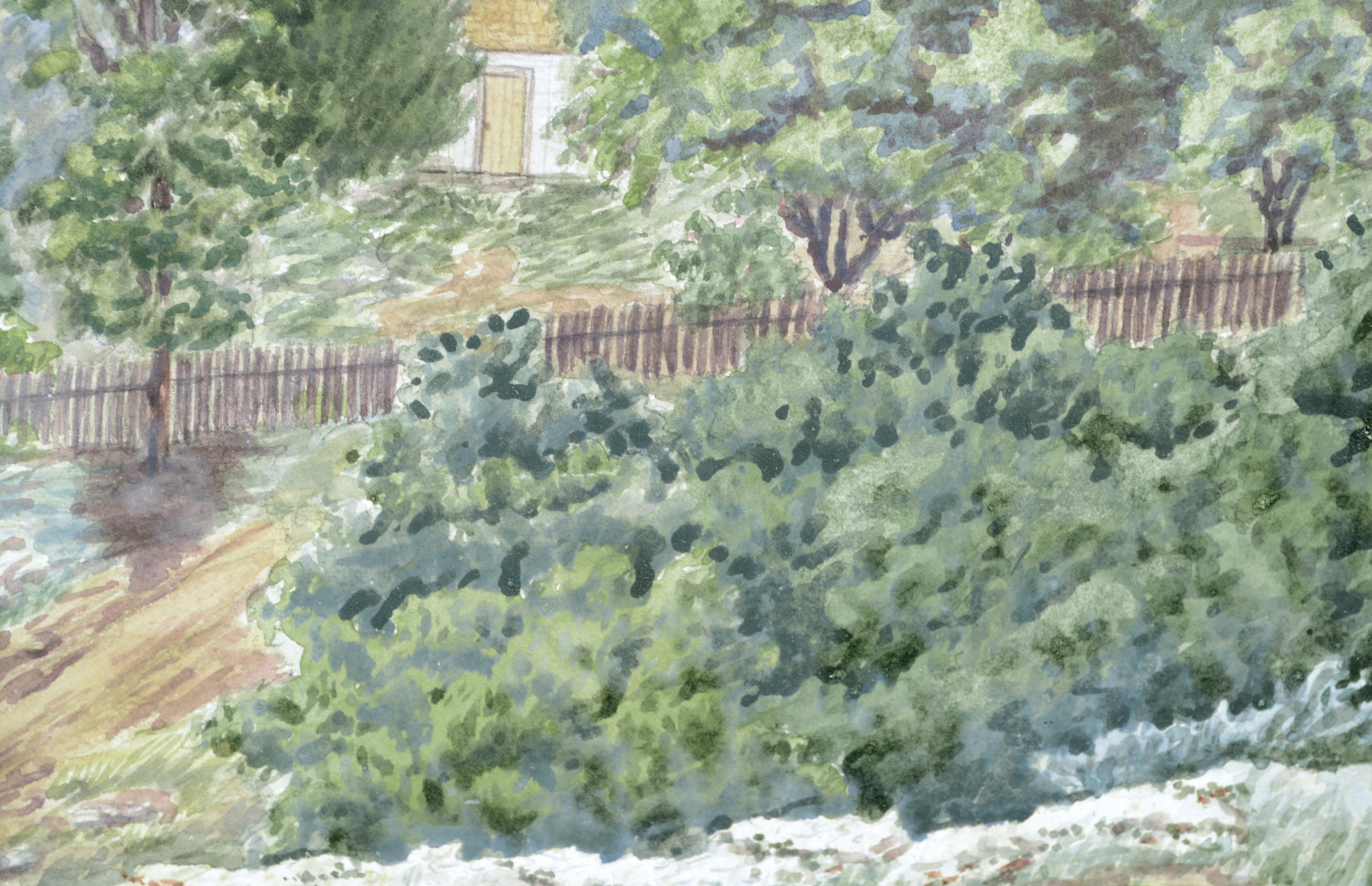 Late 19th Century Berkeley Hills Home - Gray Landscape Art by Kate Chandler Thompson