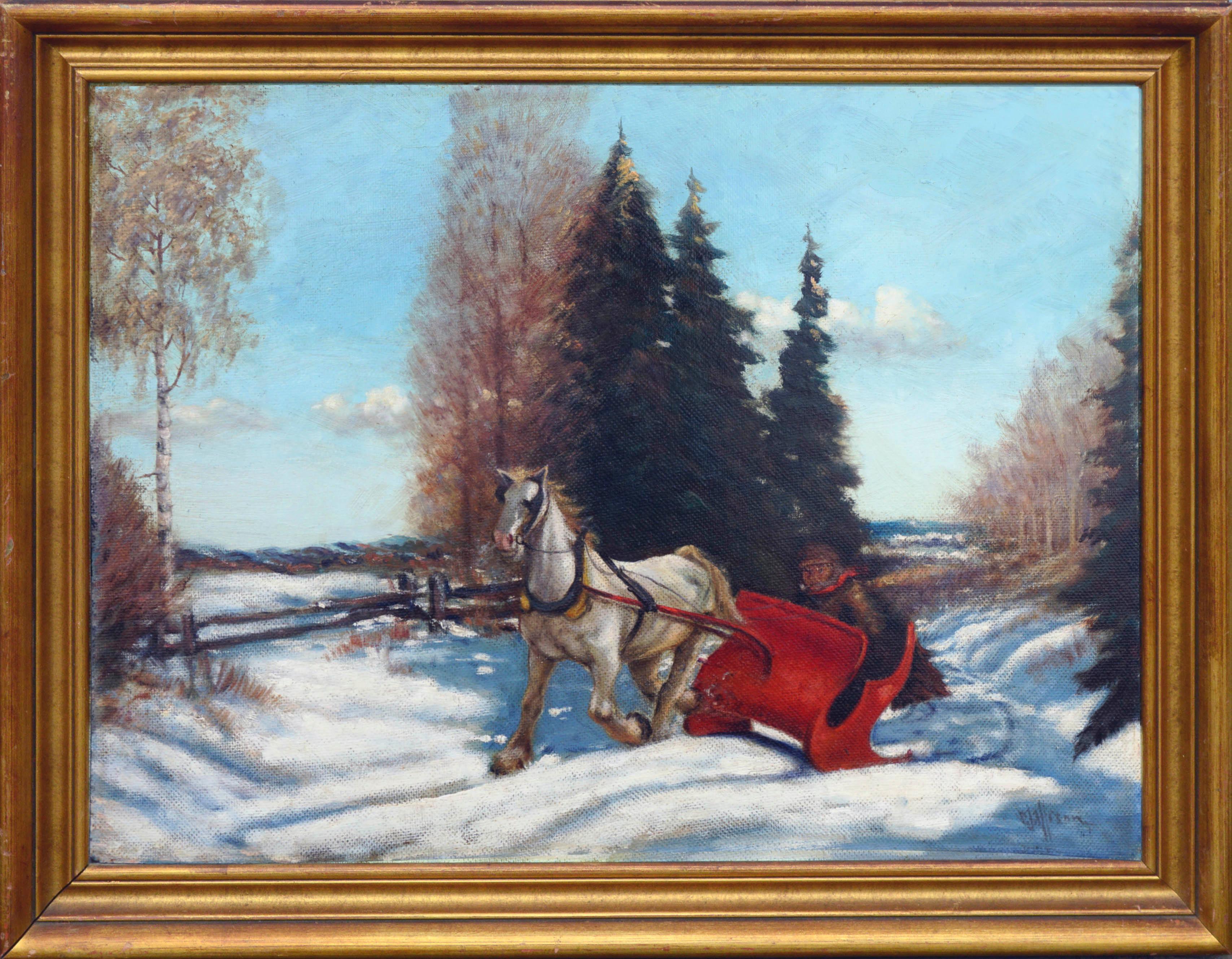 CJ Allison Landscape Painting – Winter-Schneelaufzug