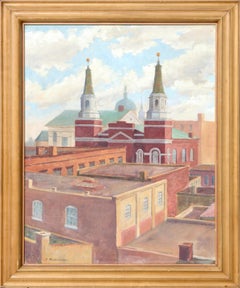 Vintage "Lancaster Roof Tops", Mid Century Cityscape