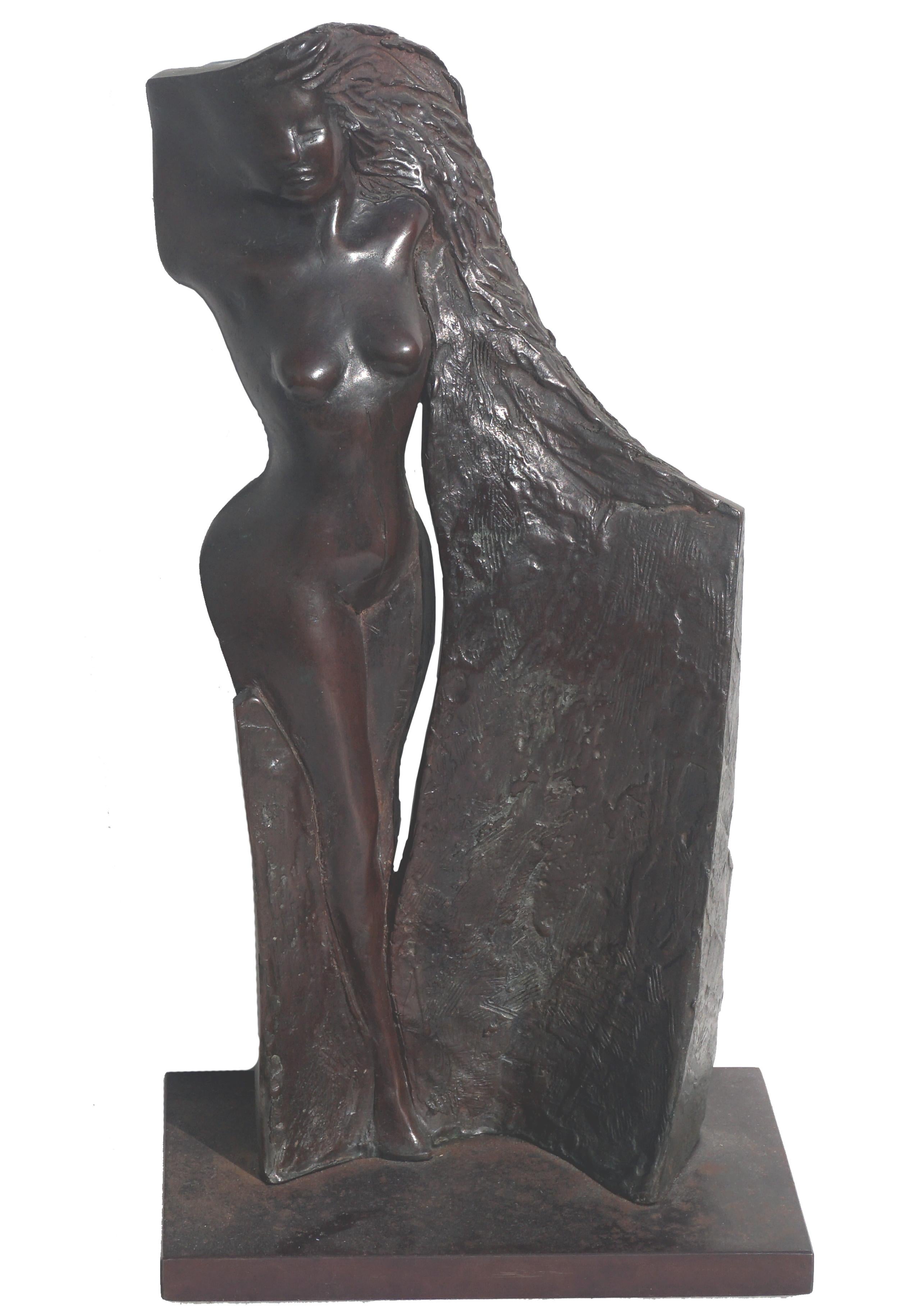 Francis Xavier Bracken Figurative Sculpture - Modernist Bronze Sculpture of a Nude Woman