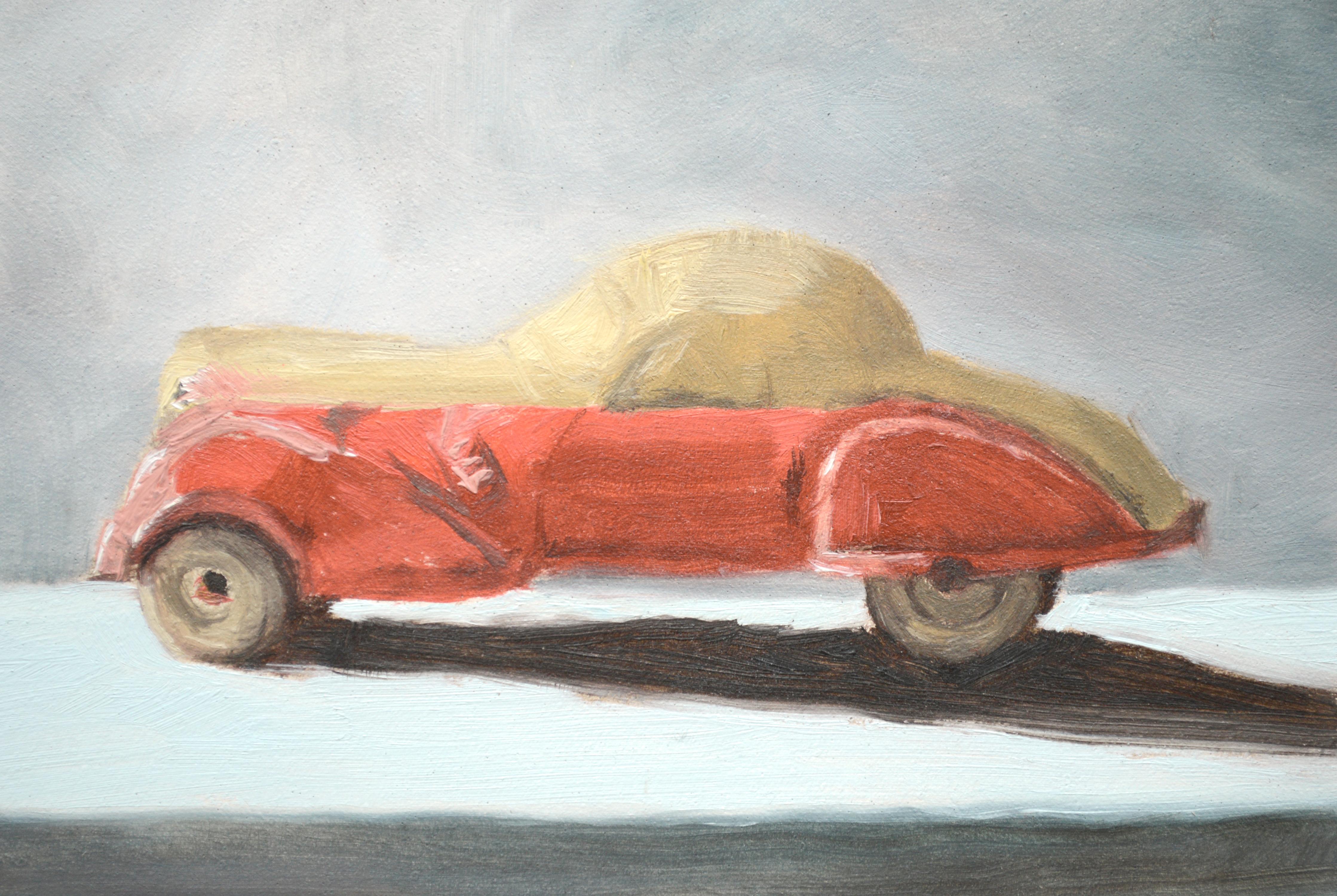 Toy Car Miniature Still Life - Painting by Susan Reinier
