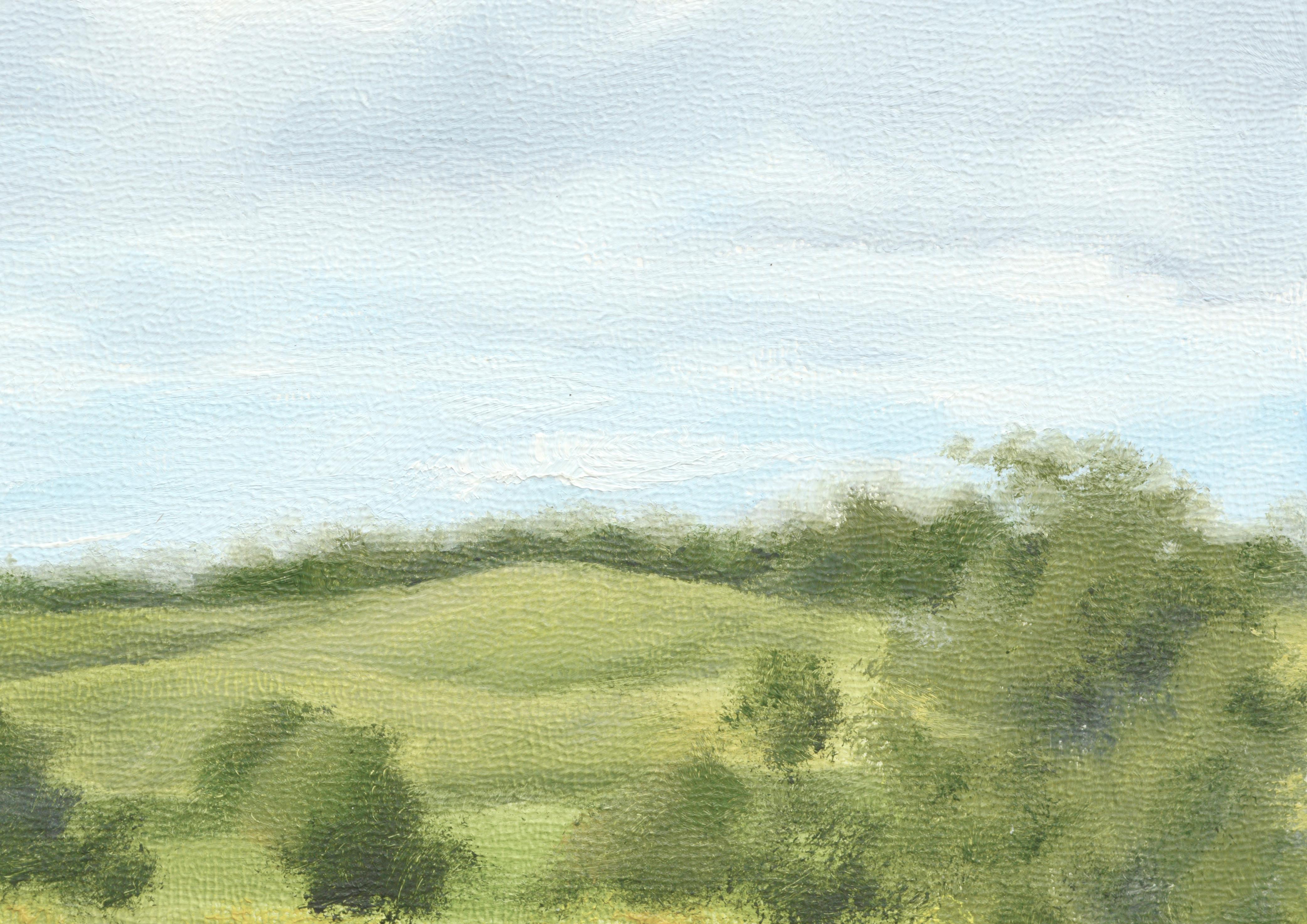 Clouds Over Rolling Hills - Landscape - Painting by Susan Reinier