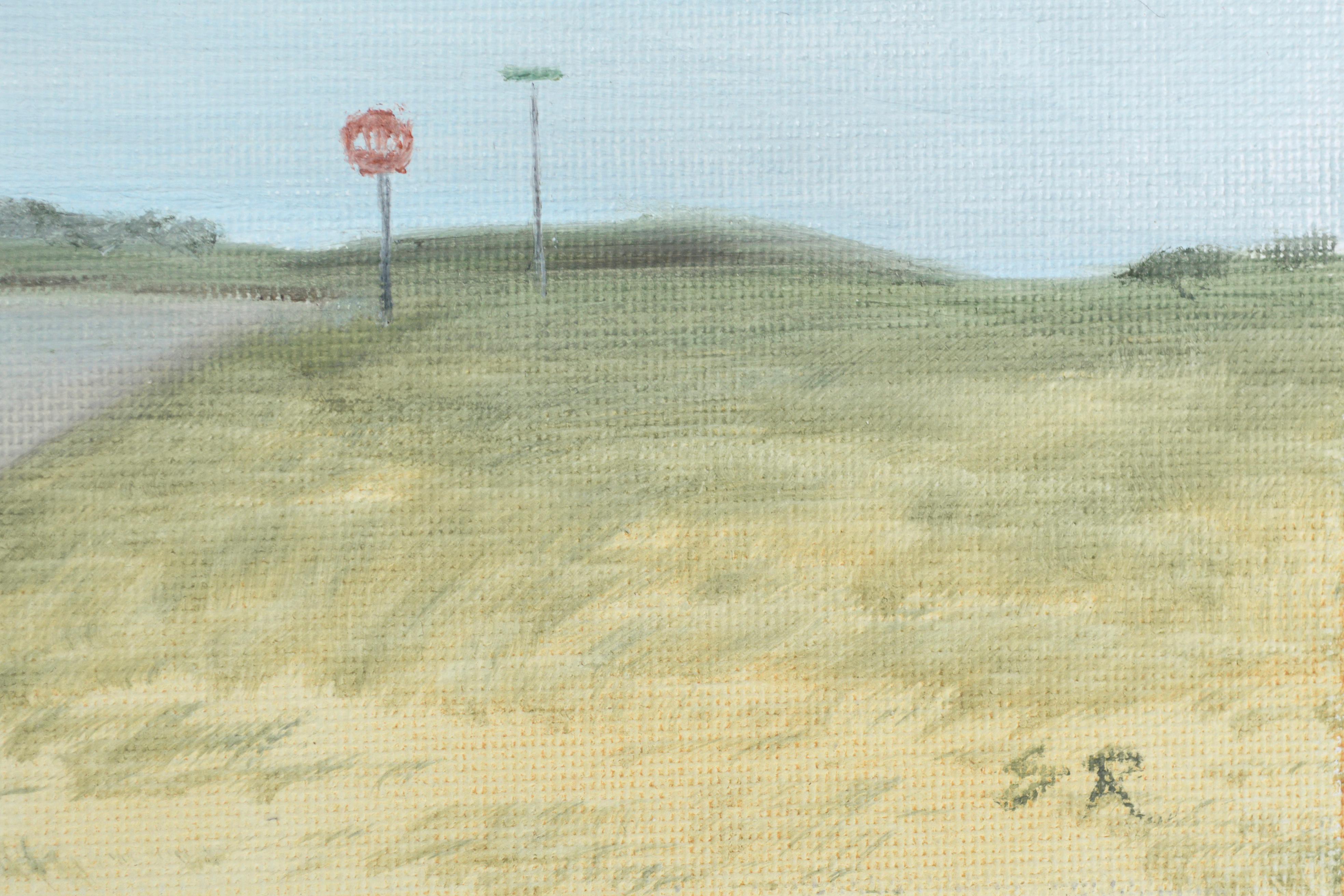 Country Road Landscape - Blue Landscape Painting by Susan Reinier