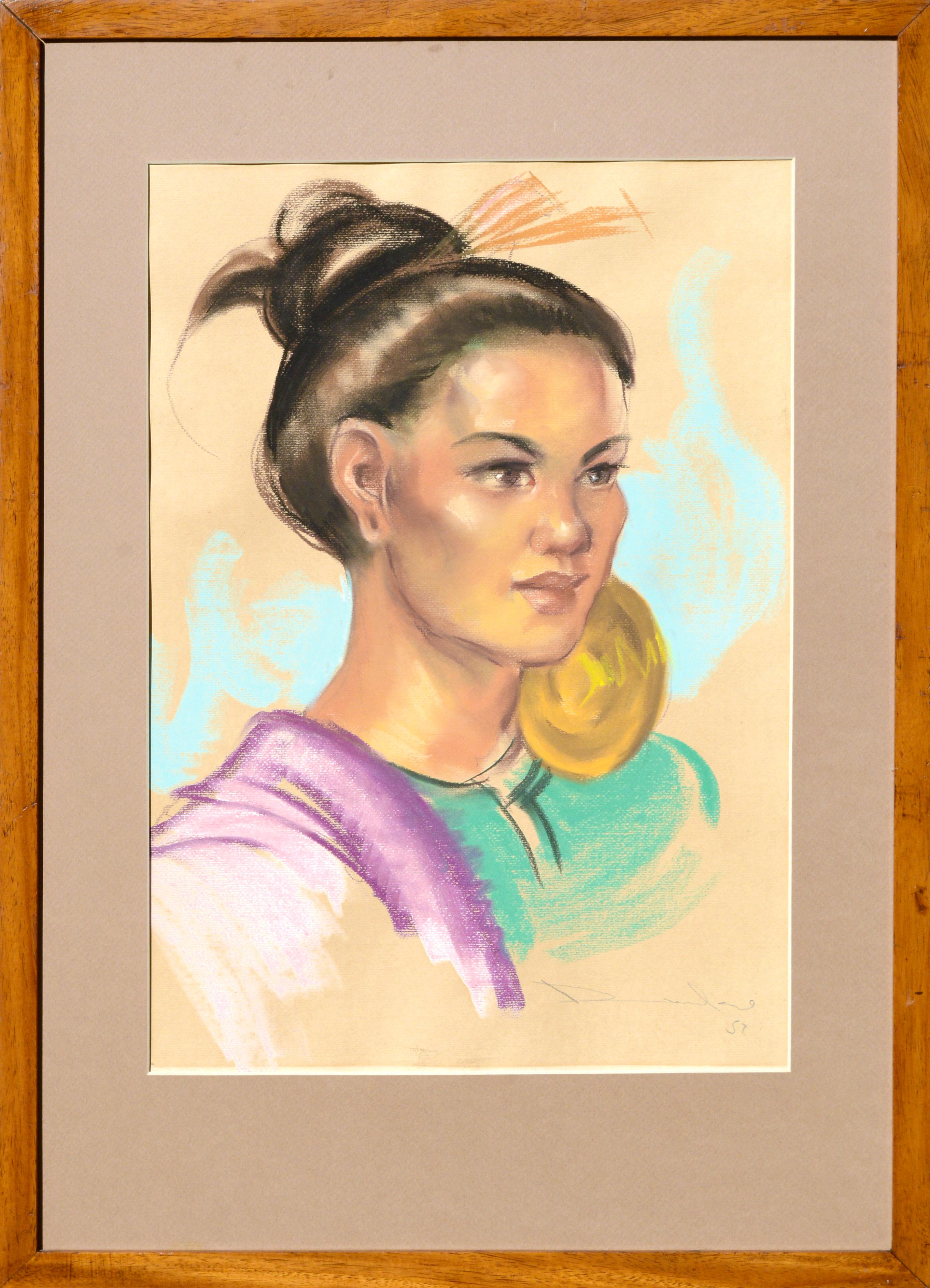 Portrait of a Woman with Gold Ear Ornament by Antonio Gonzales Dumlao - Art by Antonio Dumlao