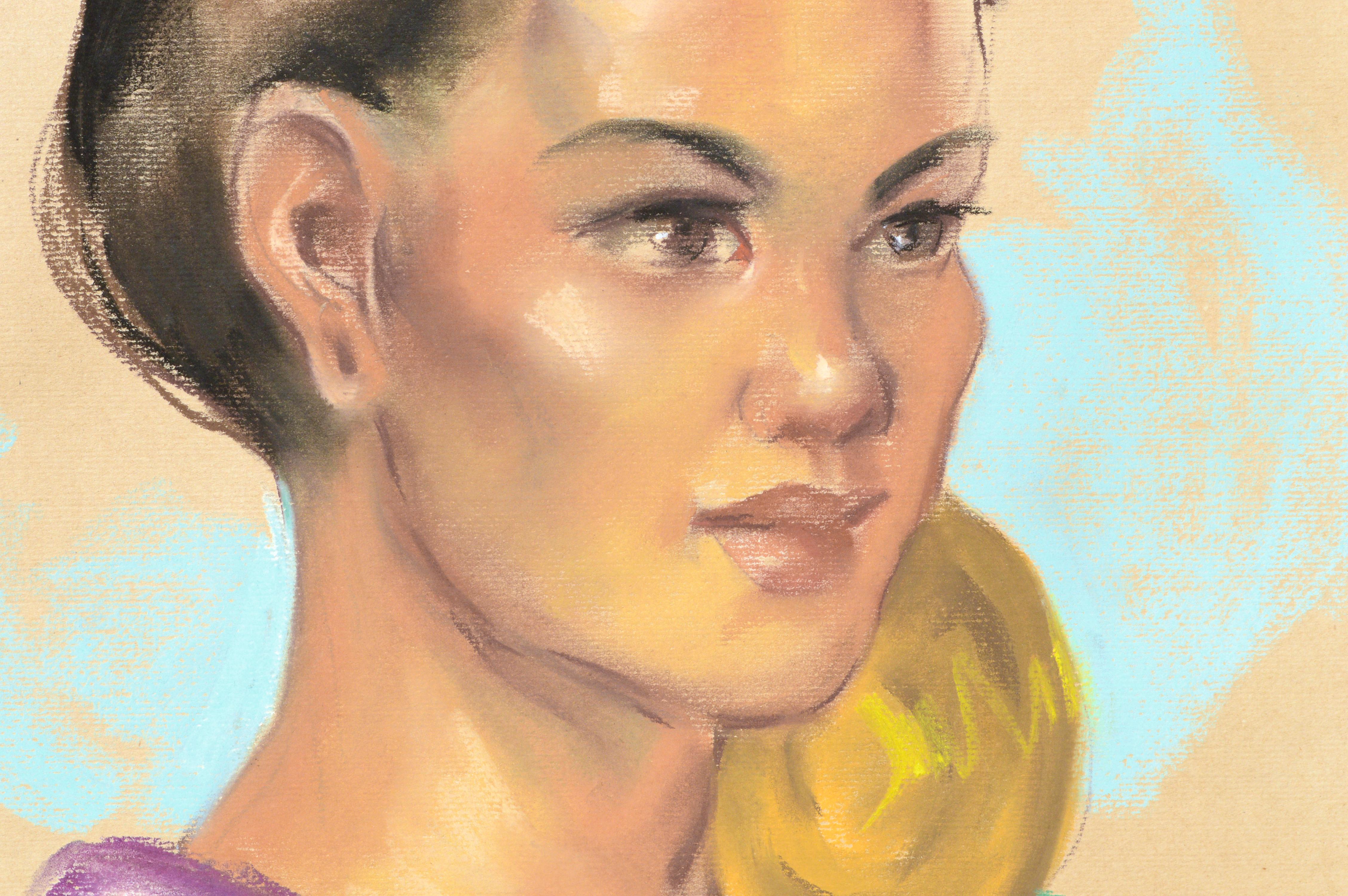 Portrait of a Woman with Gold Ear Ornament by Antonio Gonzales Dumlao - Realist Art by Antonio Dumlao