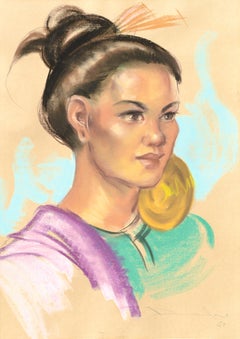 Portrait of a Woman with Gold Ear Ornament by Antonio Gonzales Dumlao