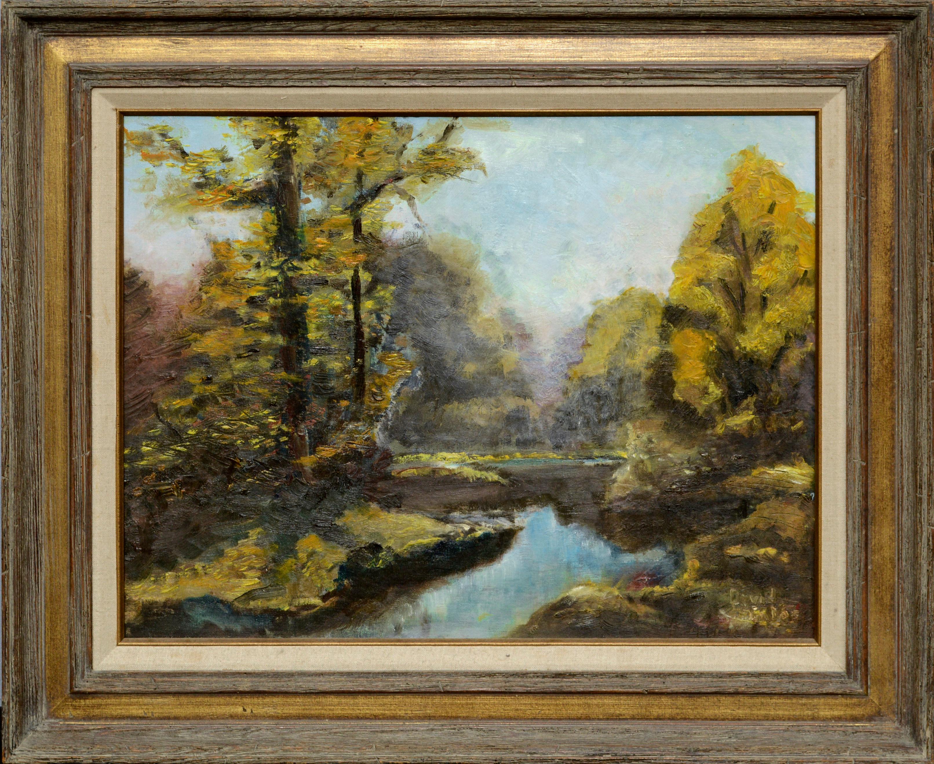 David Galas Landscape Painting - Autumn Mist Over the Pond
