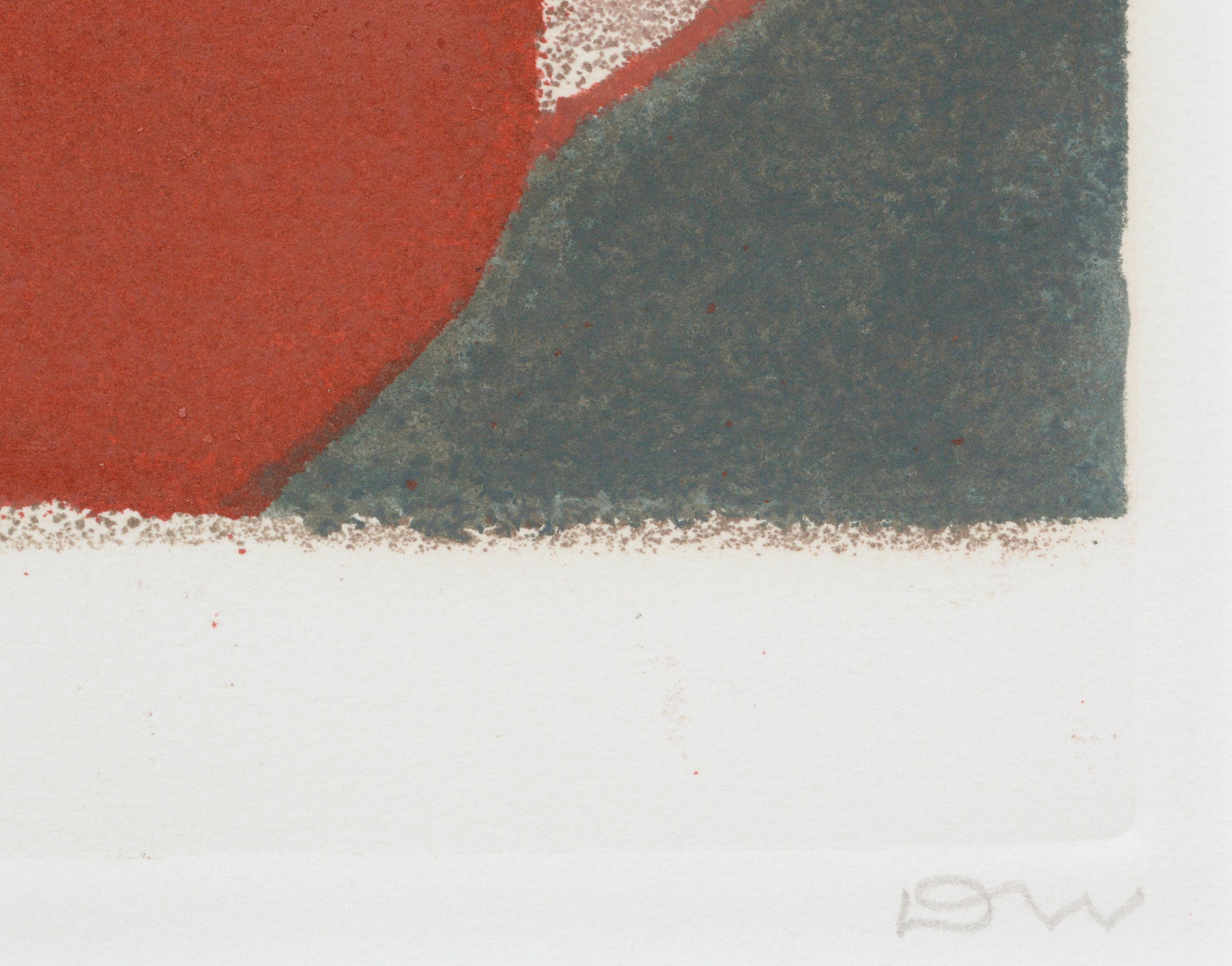 Bold, geometric representations of a teapot by Don Weygandt (American, 1926-2018) . Both pieces are hand-augmented monoprints, utilizing a variety of techniques to create depth and texture. Both are initialed 