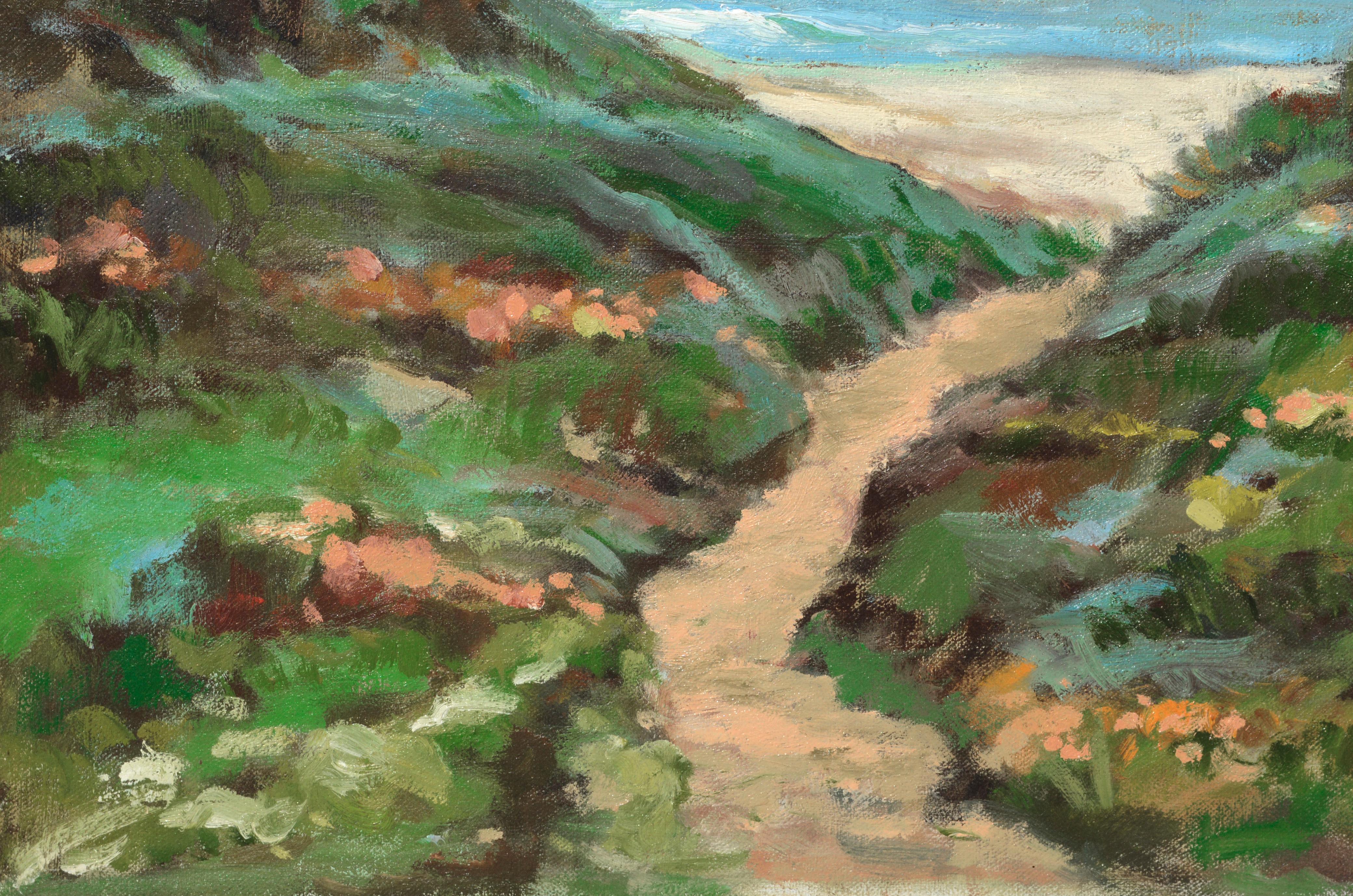 Path to the Ocean - Landscape - Gray Landscape Painting by R. A. Bobbie Dixon