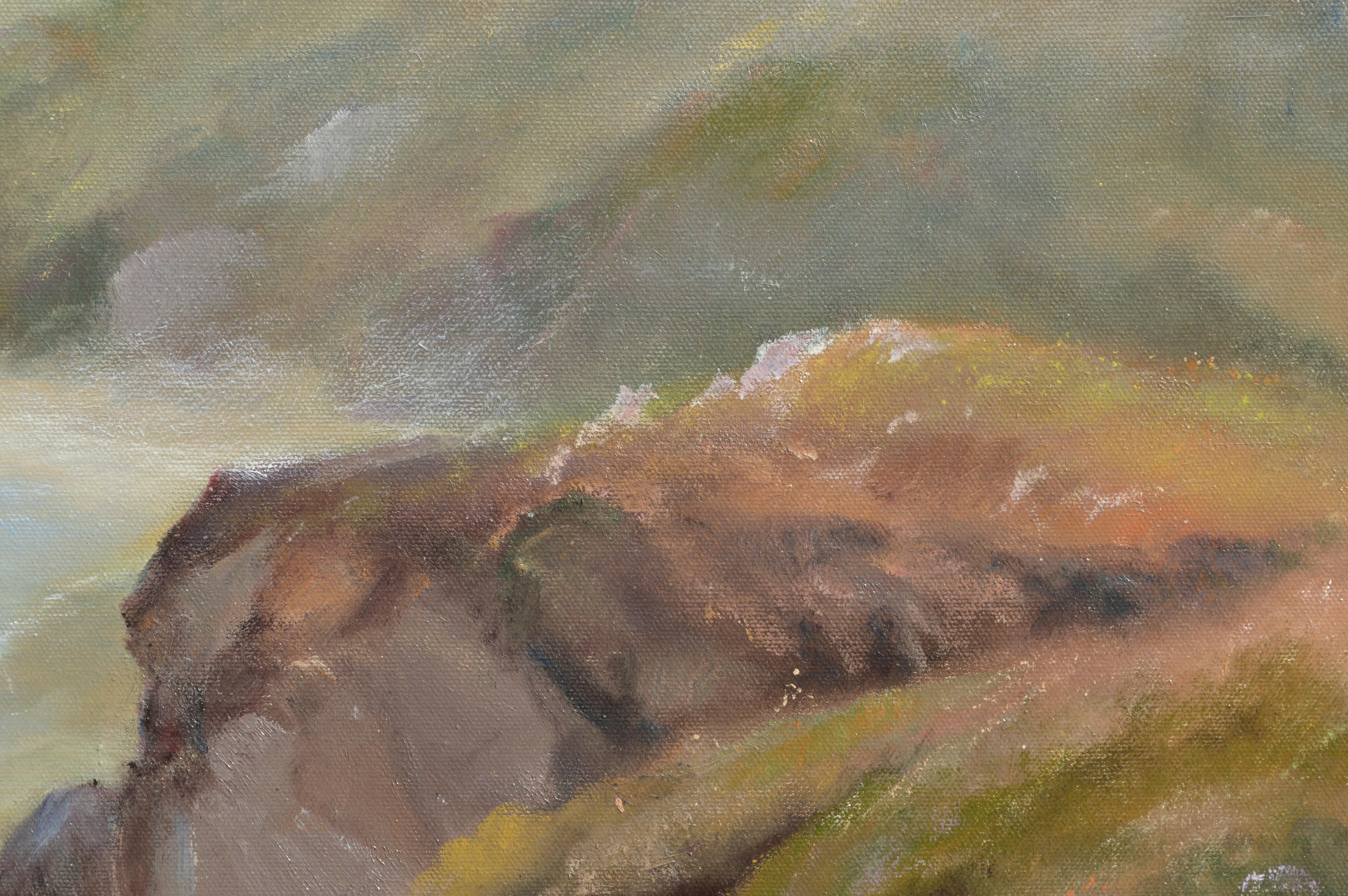 Große Big Sur Cove - Landschaft (Grau), Landscape Painting, von Kenneth Lucas
