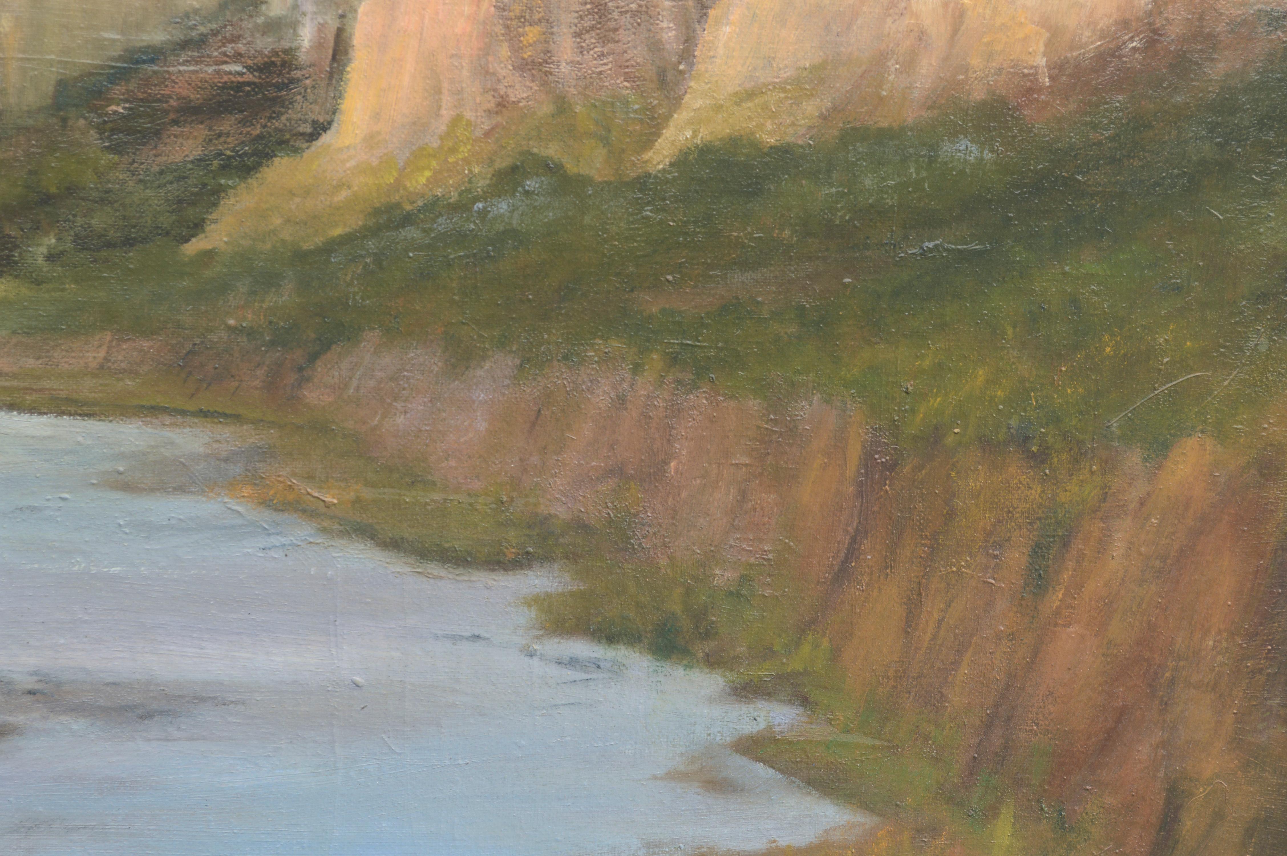 The River Mouth - Landscape - Gray Landscape Painting by Kenneth Lucas