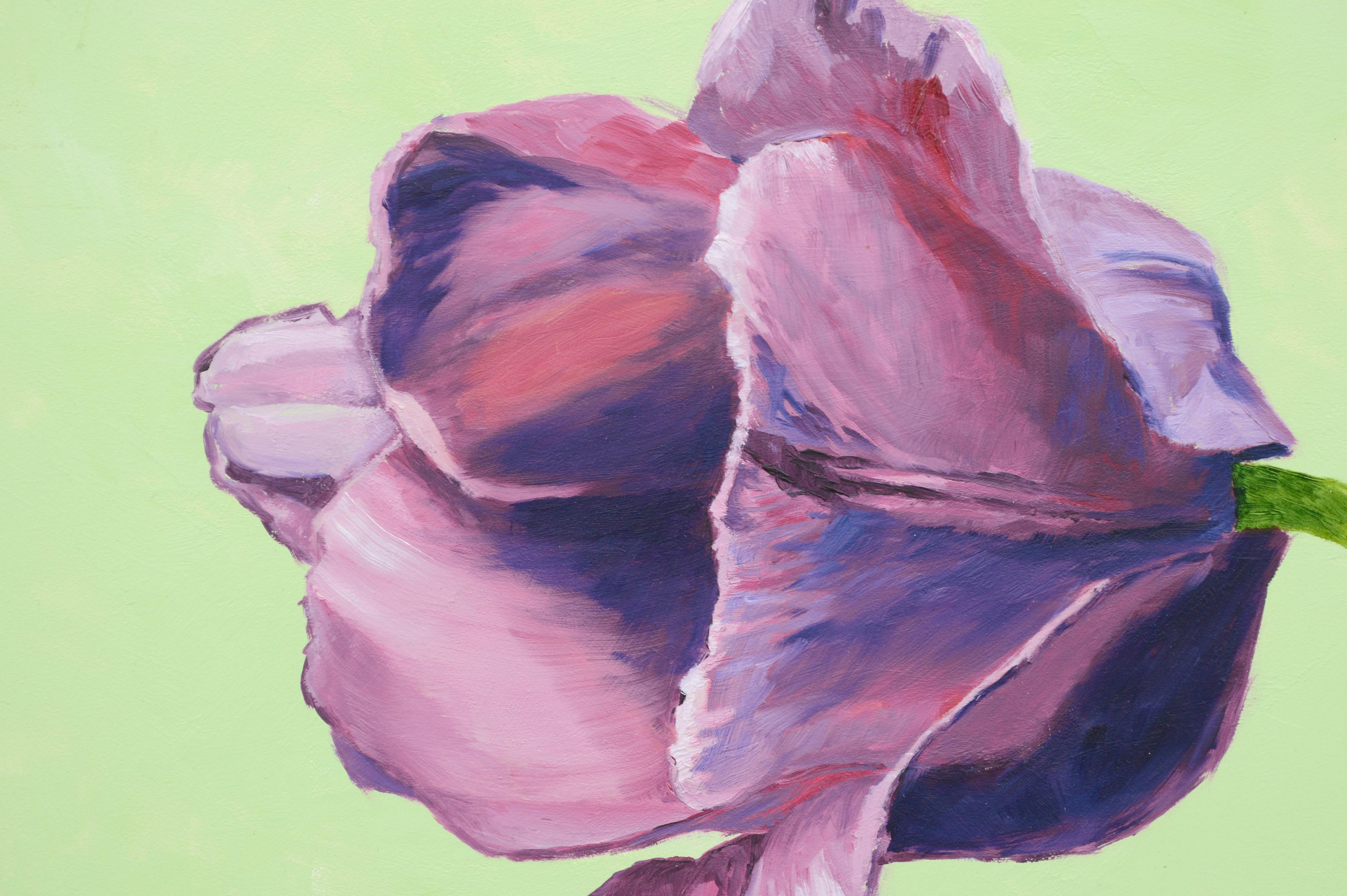 Magenta Tulip - Still Life - Painting by Susan Reinier