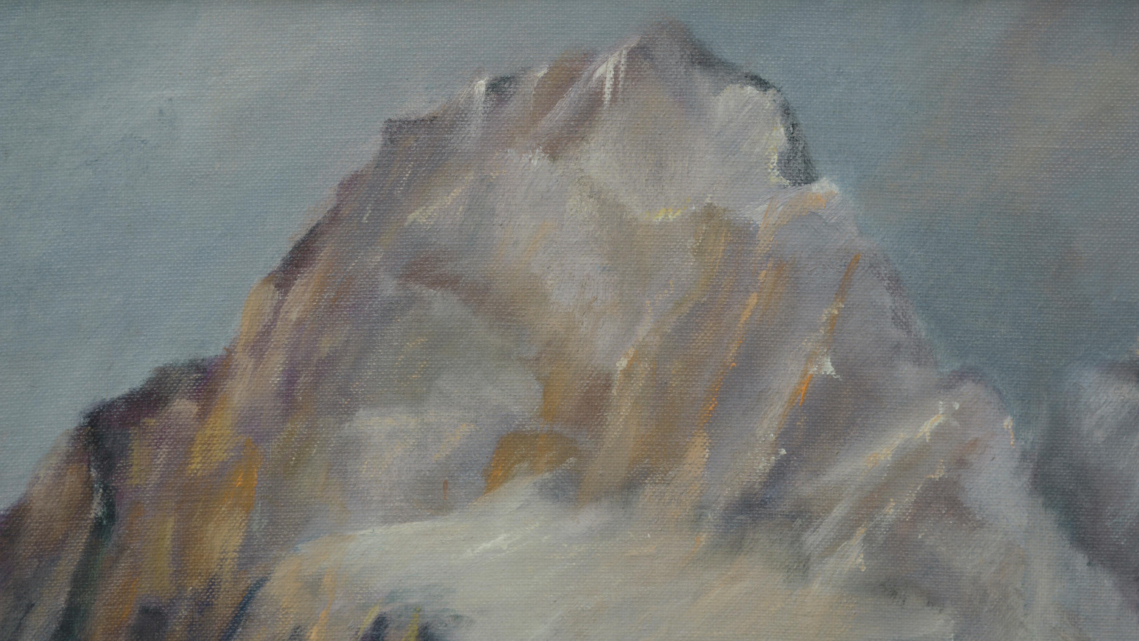 Paysage de montagnes enneignées, Sierra Mountain en Californie  - Impressionnisme américain Painting par Kenneth Lucas