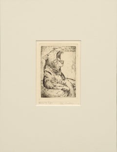 "Yawning Tiger - An Actor, Hollywood" - 1920's Drypoint Etching