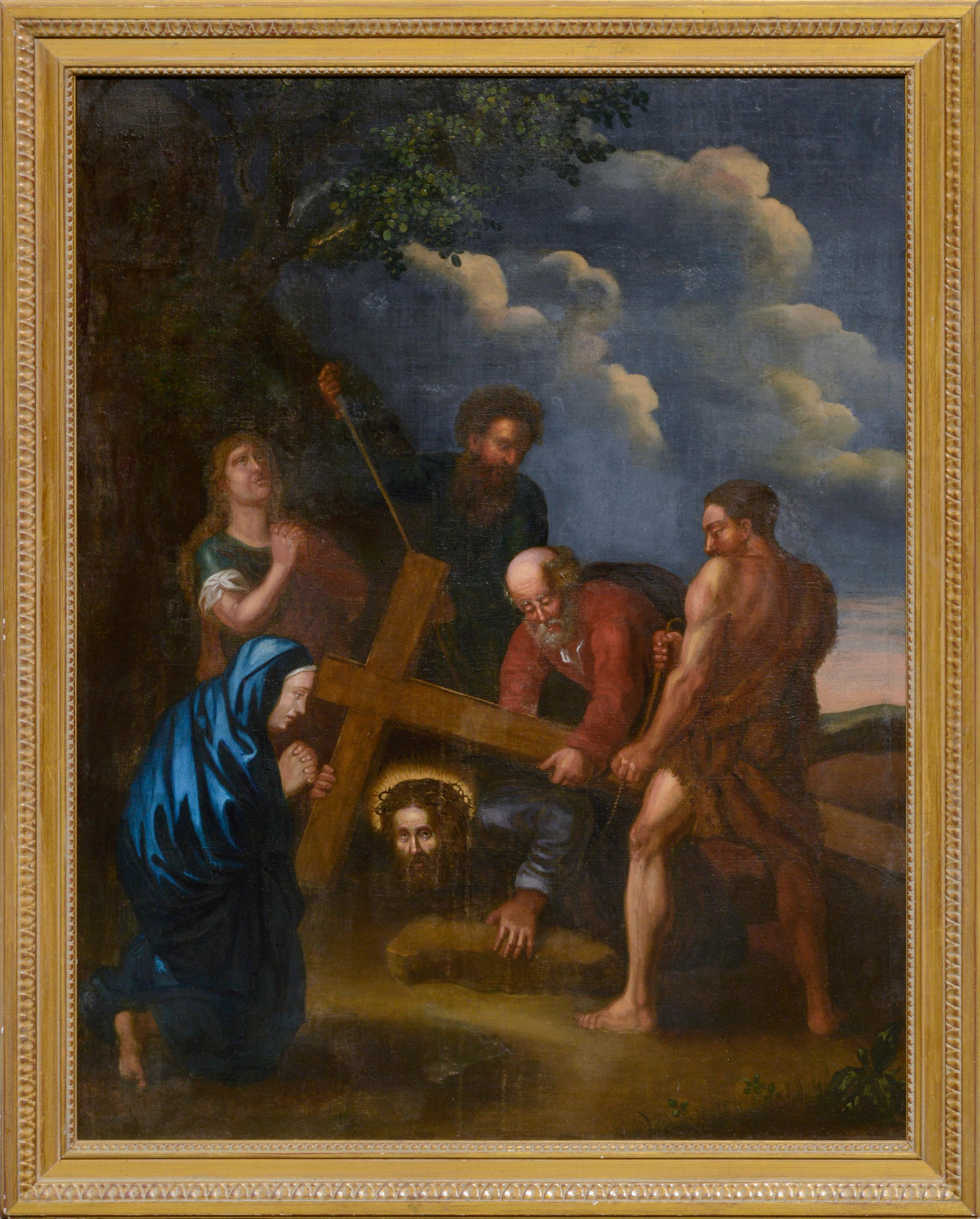 Unknown Figurative Painting – Christ Falls on the Way to Calvary, niederländisch-italienische Schule, 18. bis 19. Jahrhundert.