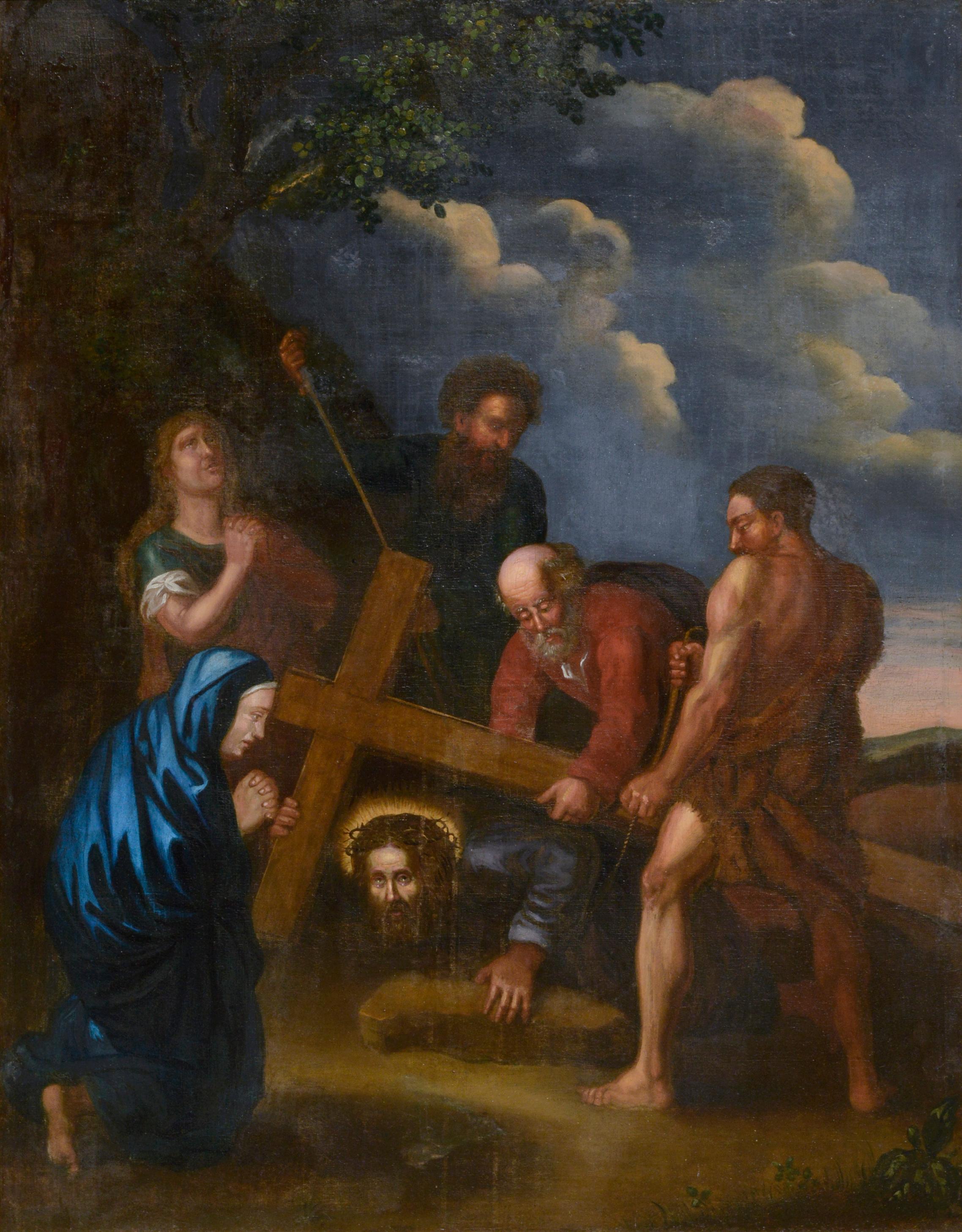 Christ Falls on the Way to Calvary, Dutch-Italianate School, c.18th-19th Cent. - Painting by Unknown