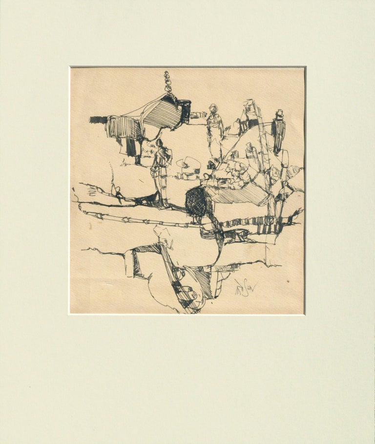 David Rosen (b.1912) - Abstract Figures and Landscape, Surreal Line ...