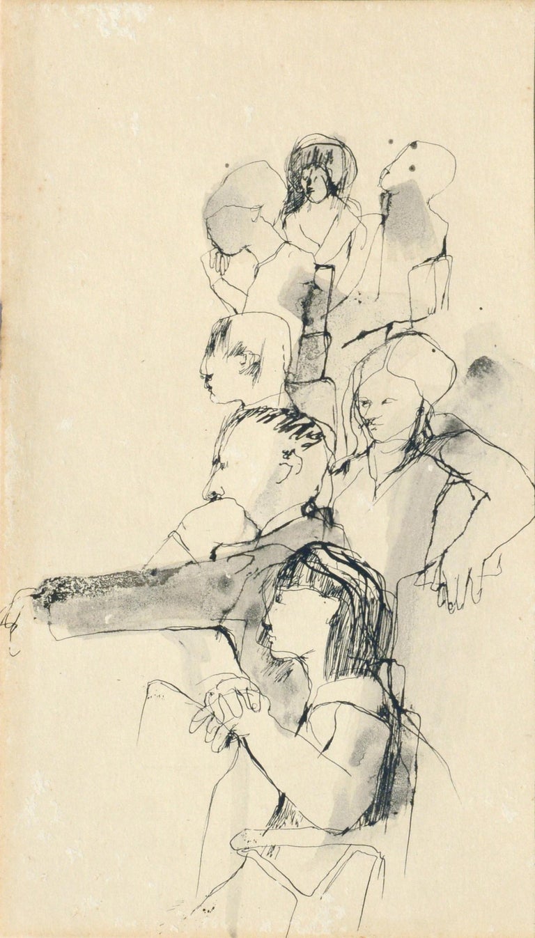 David Rosen (b.1912) - The Sketch Class, Figurative Study Line Drawing ...