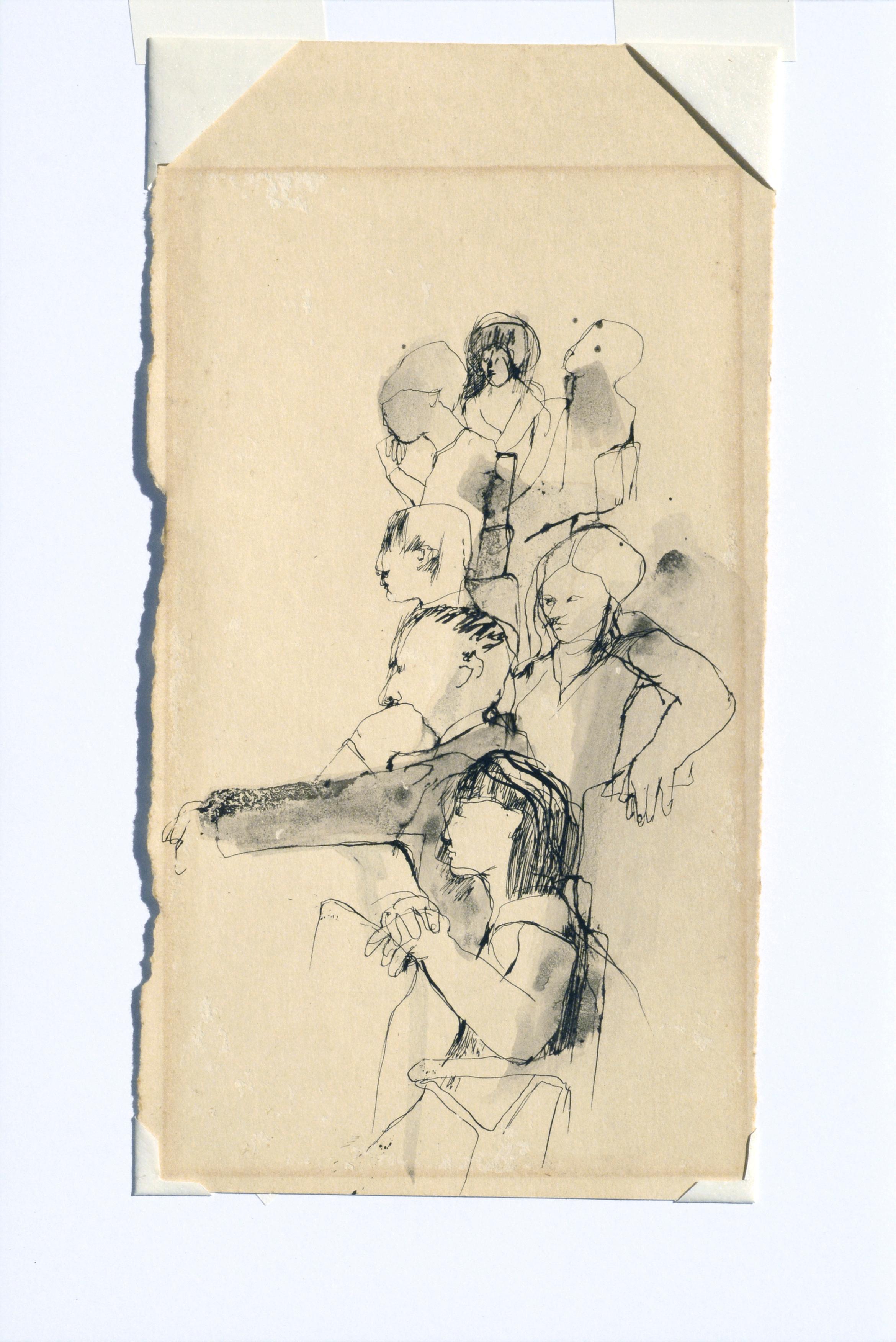 The Sketch Class, Figurative Study Line Drawing  - American Modern Art by David Rosen (b.1912)