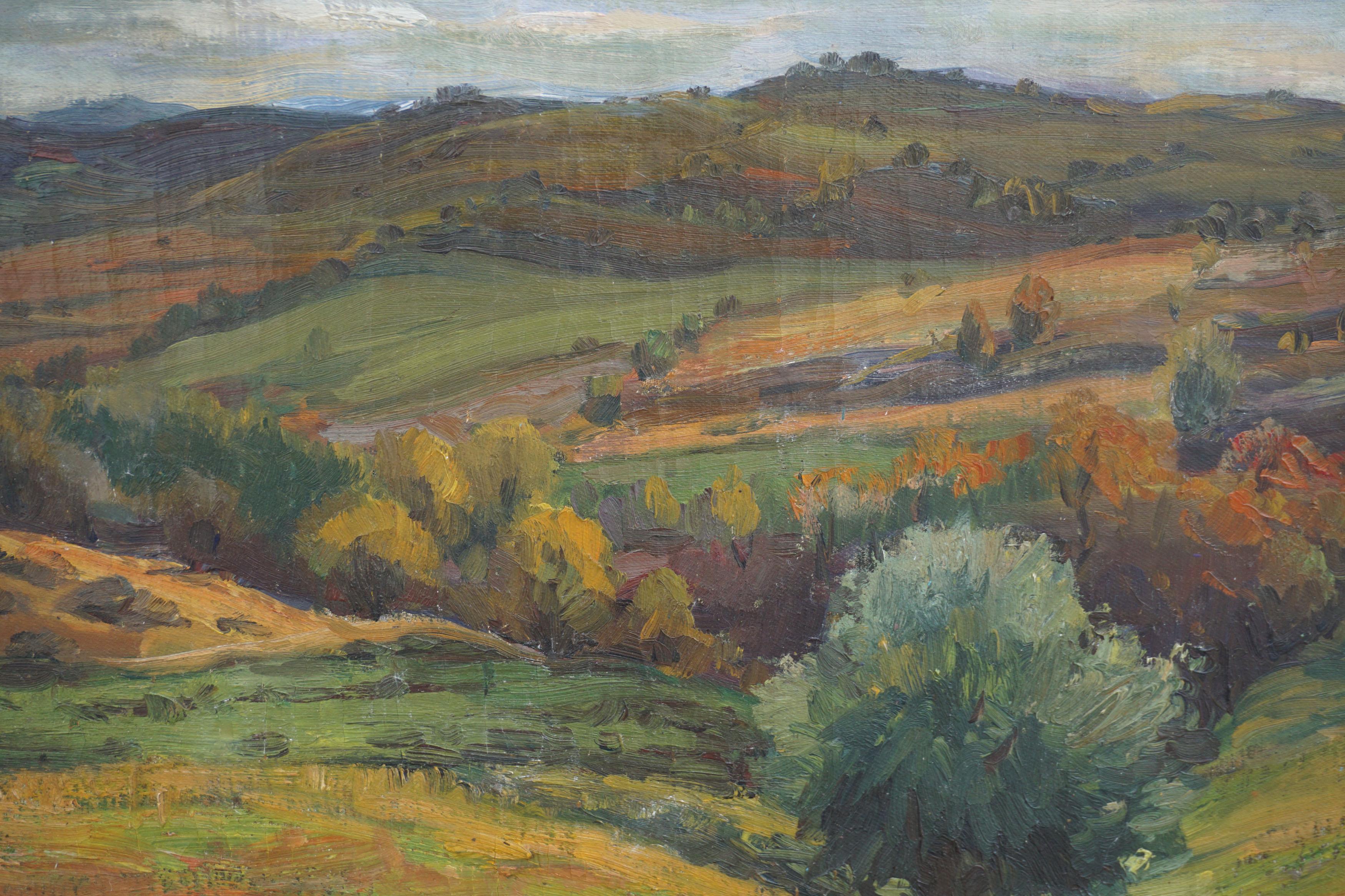 Mid Century Impressionist Autumn Rolling Hills Landscape - Painting by A. Verbitski