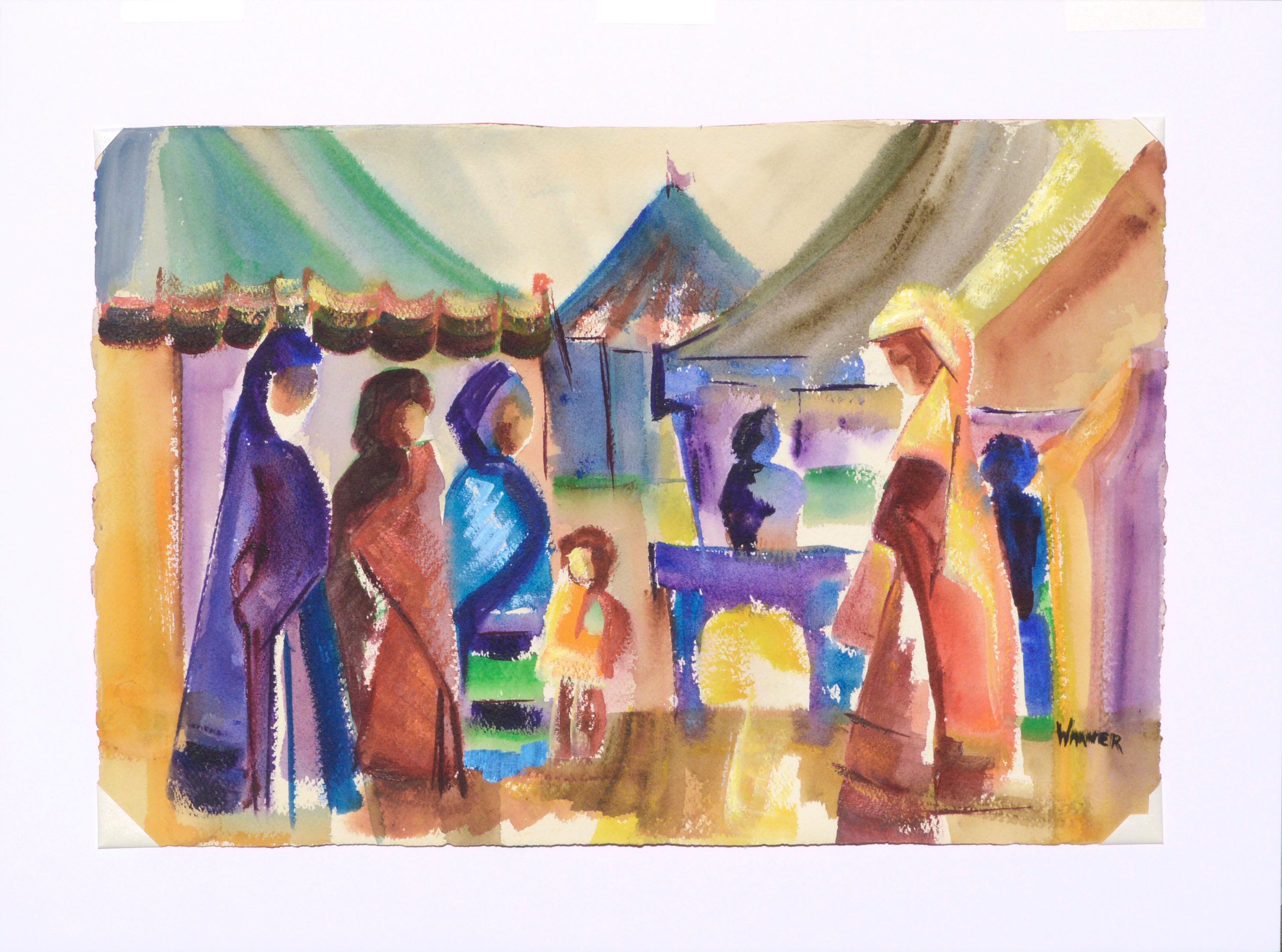 Colorful Marketplace, Modernist Abstract Figurative Shakespeare festival For Sale 2
