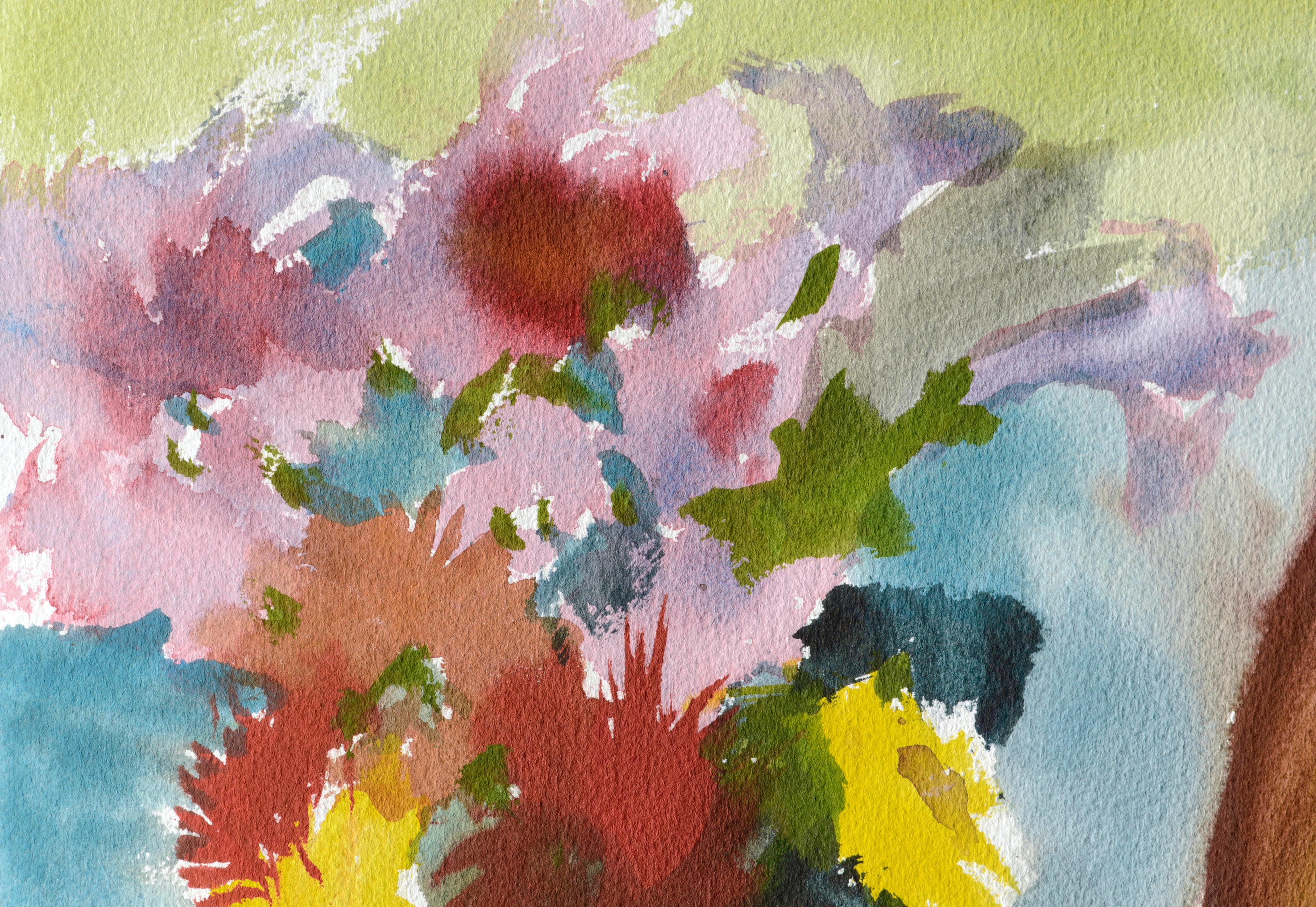 Abstracted Still Life with Flowers - Art by Les Anderson