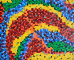 "Mile Markers":: Geometrische Zusammenfassung im großen Maßstab mit Quadraten in Primärfarbe