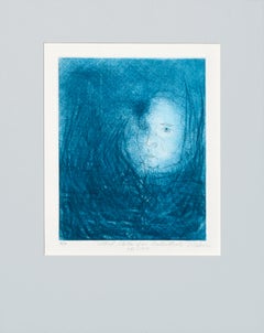 "Altered States of an Autorittrati" 3rd State, Modernist Blue Self-Portrait 